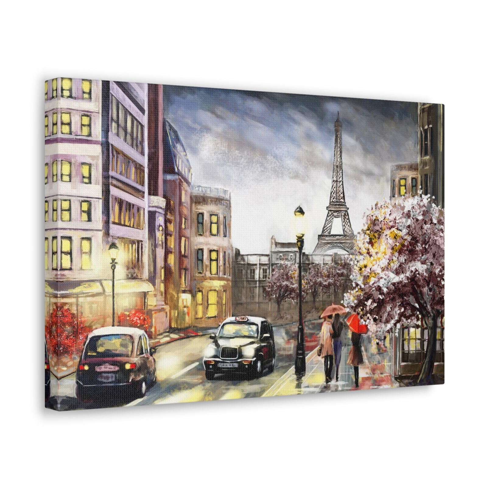 Paris Couple Red Umbrella France Canvas Artwork High-Quality Breathtaking French City for Home Decor Ready to Hang-Express Your Love Gifts