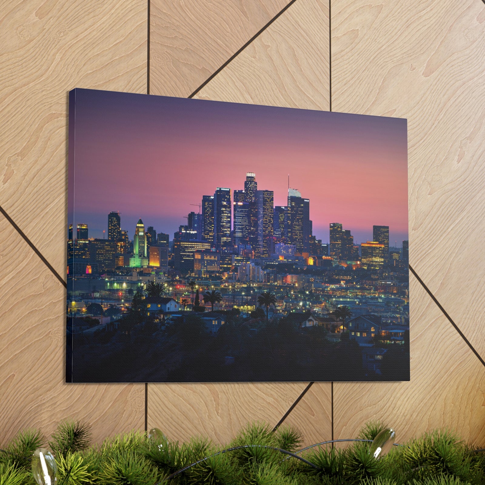 Los Angeles Night Skyline Canvas Artwork High-Quality Breathtaking Stunning Cityscape for Home Decor Ready to Hang-Express Your Love Gifts