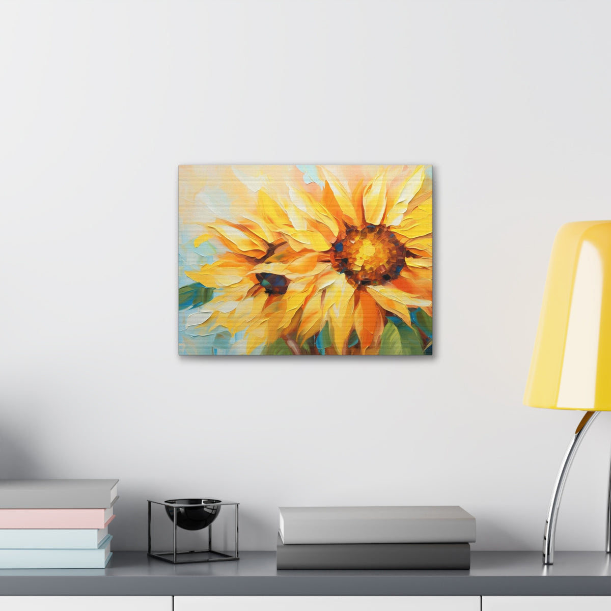 Sunflower Acrylic Painting Contemporary Blossom Canvas Wall Art for Home Decor Ready-to-Hang-Express Your Love Gifts