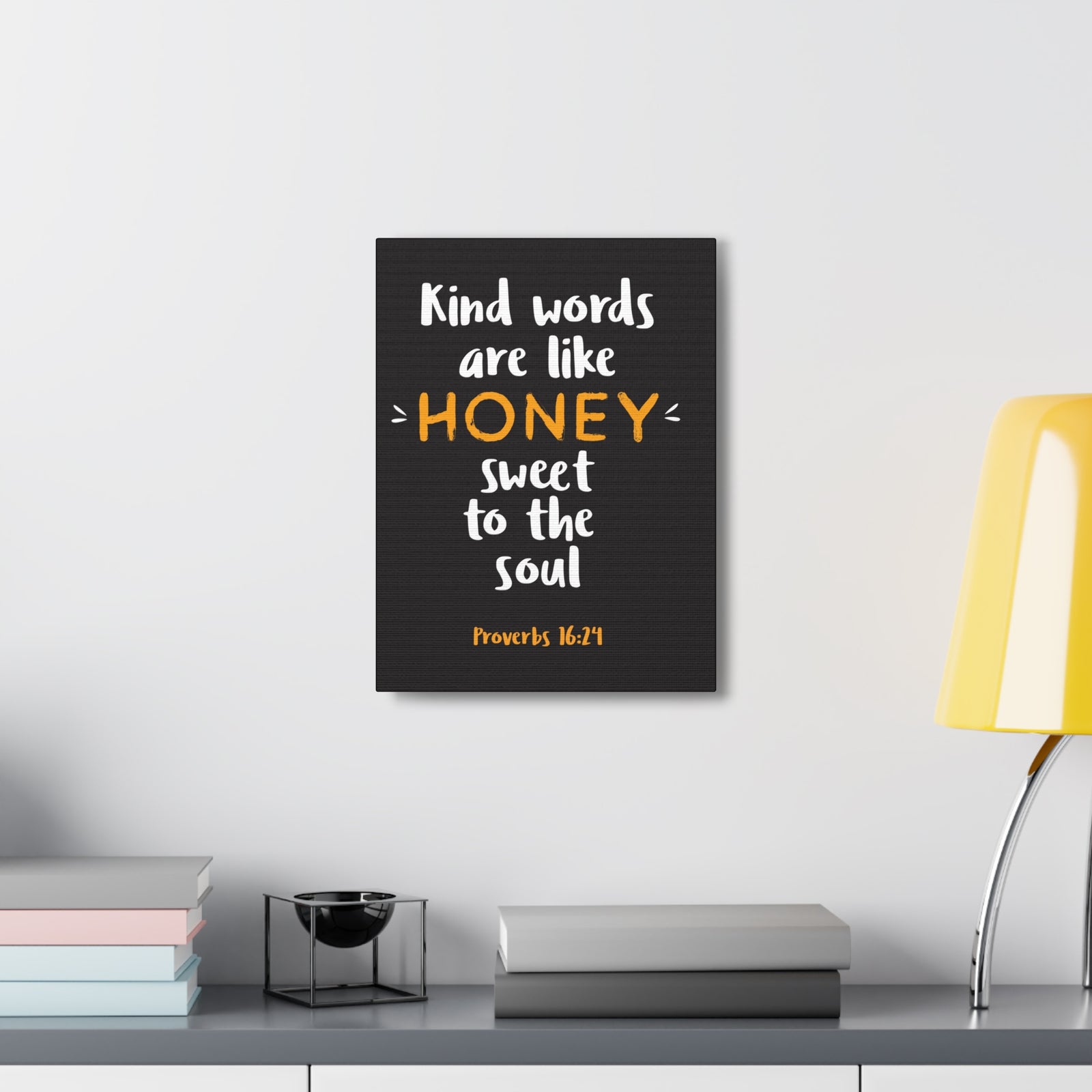 Scripture Walls Kind Words Are Like Honey Proverbs 16:24 Bible Verse Canvas Christian Wall Art Ready To Hang-Express Your Love Gifts