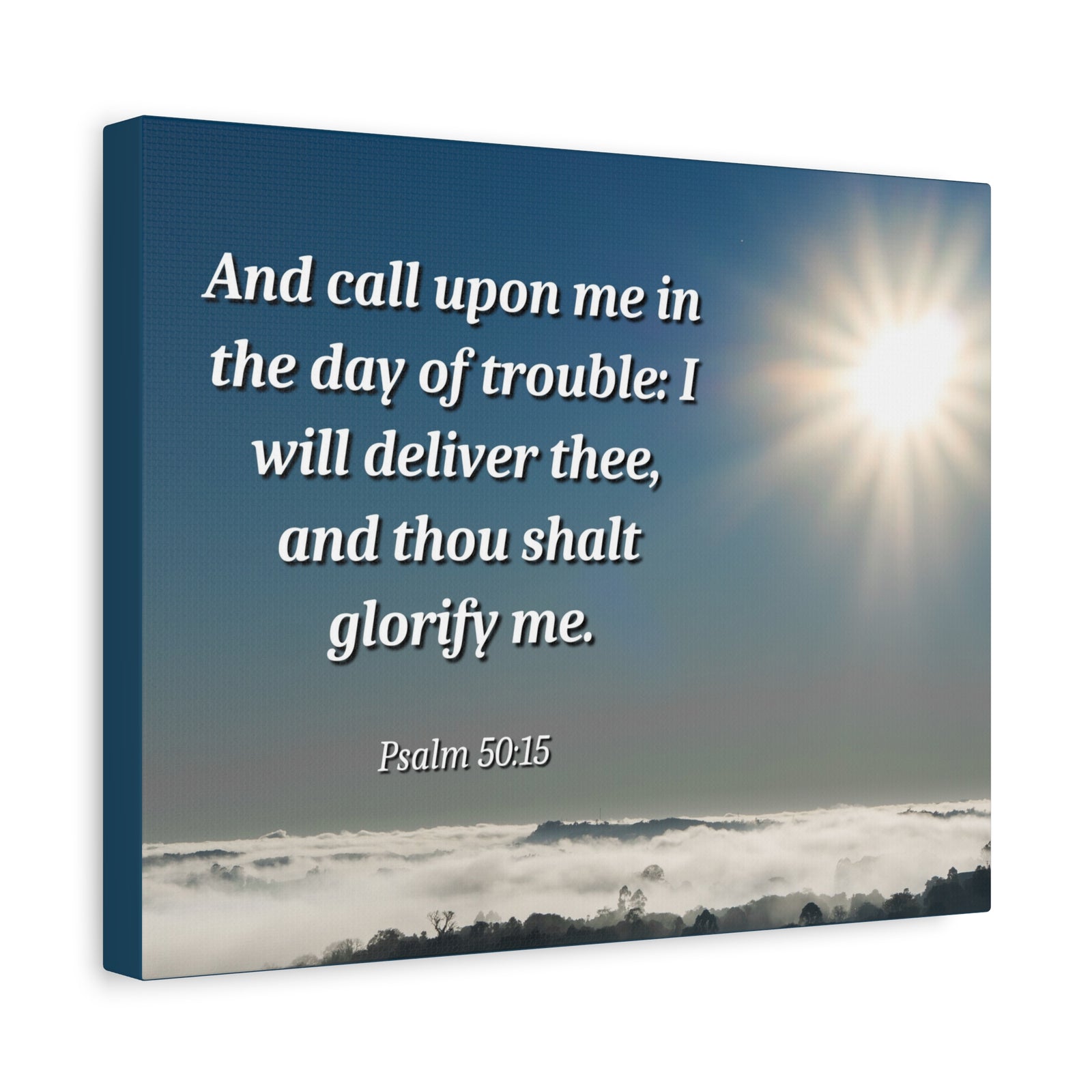 Scripture Canvas Day Of Trouble Psalms 50:15 Christian Wall Art Bible Verse Print Ready to Hang-Express Your Love Gifts