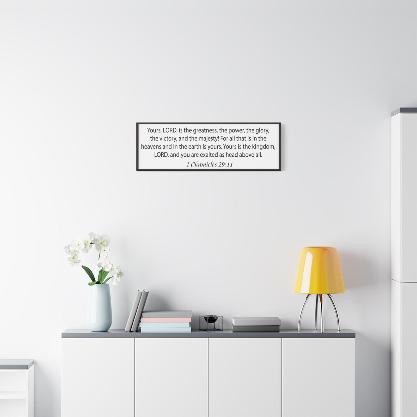 Scripture Walls 1 Chronicles 29:11 White Gold Bible Verse Canvas Christian Wall Art Ready to Hang Unframed-Express Your Love Gifts