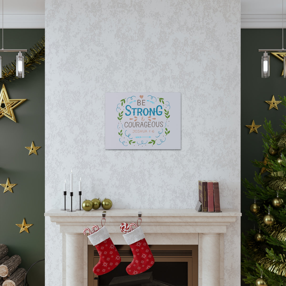 Scripture Canvas Be Strong And Courageous Joshua 1:6 Christian Wall Art Bible Verse Print Ready To Hang-Express Your Love Gifts