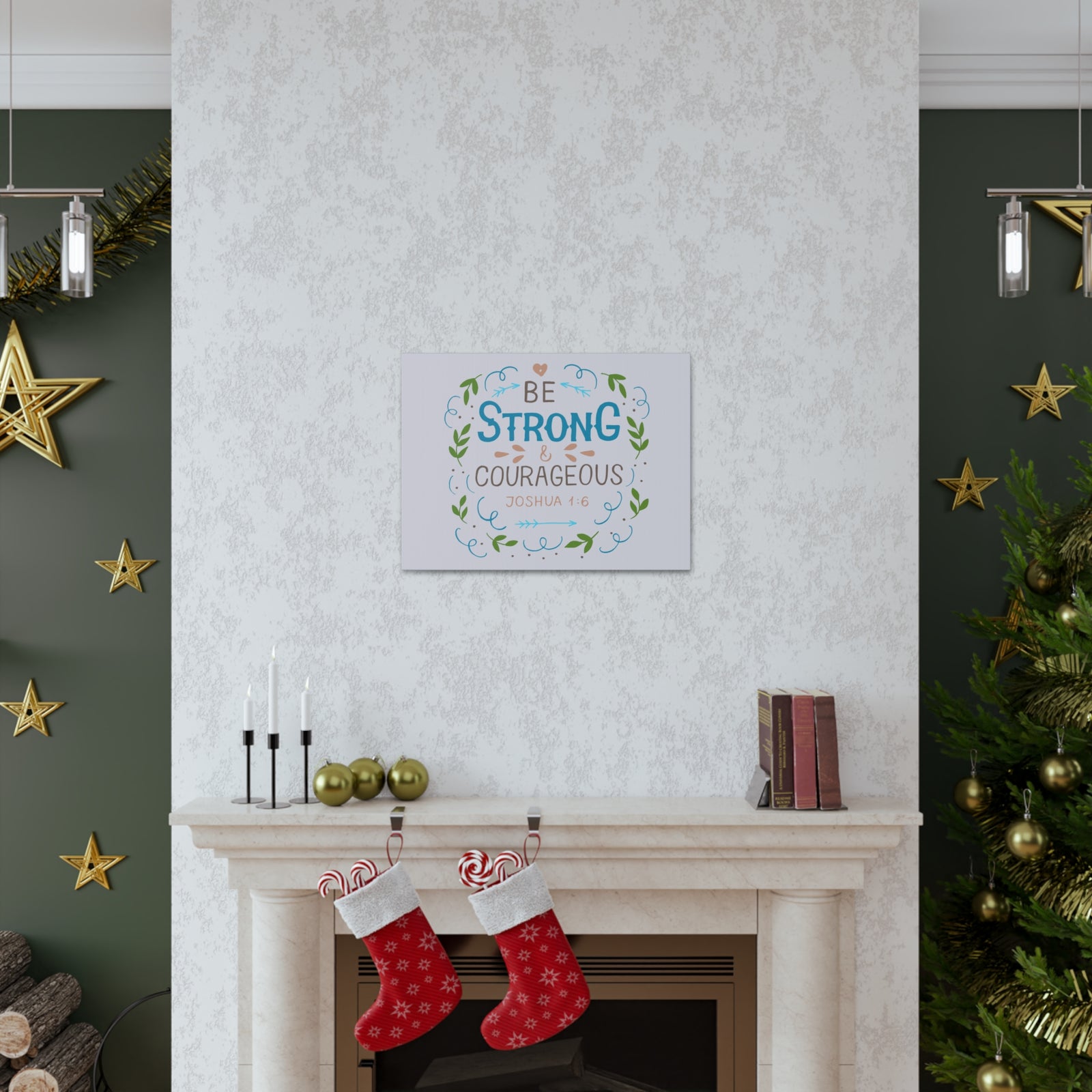 Scripture Canvas Be Strong And Courageous Joshua 1:6 Christian Wall Art Bible Verse Print Ready To Hang-Express Your Love Gifts