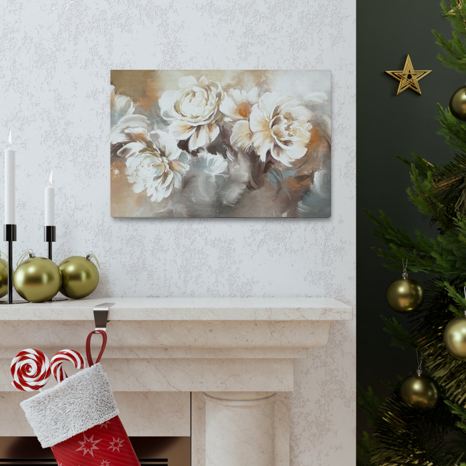 Oil Painting With Flower Rose & Peonies Flower Canvas Wall Art for Home Decor Ready-to-Hang-Express Your Love Gifts