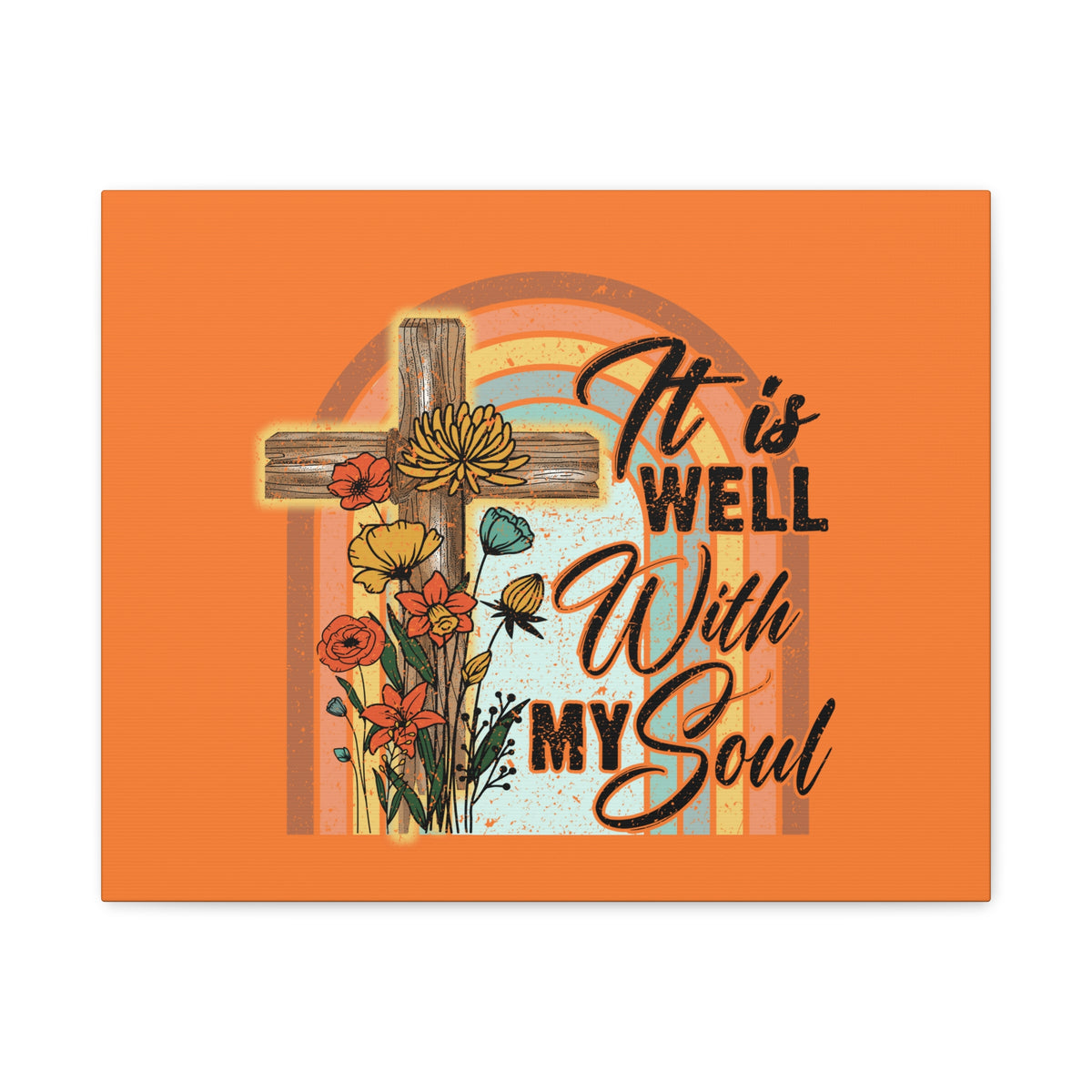 Scripture Canvas With My Soul Psalm 42:7 Bright Orange Christian Wall Art Bible Verse Print Ready to Hang-Express Your Love Gifts