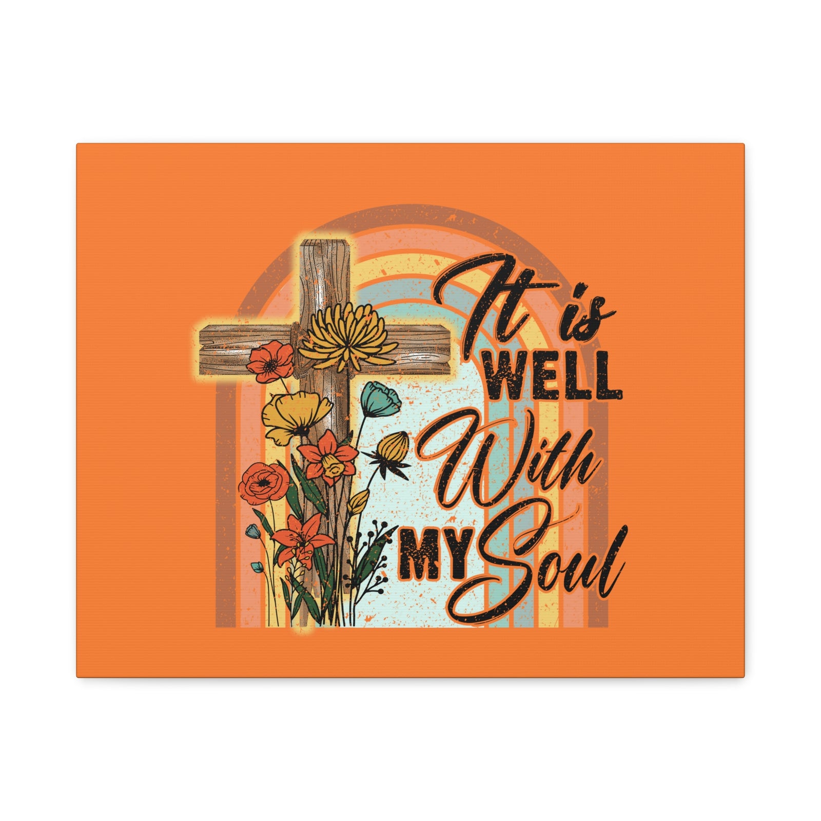 Scripture Canvas With My Soul Psalm 42:7 Bright Orange Christian Wall Art Bible Verse Print Ready to Hang-Express Your Love Gifts