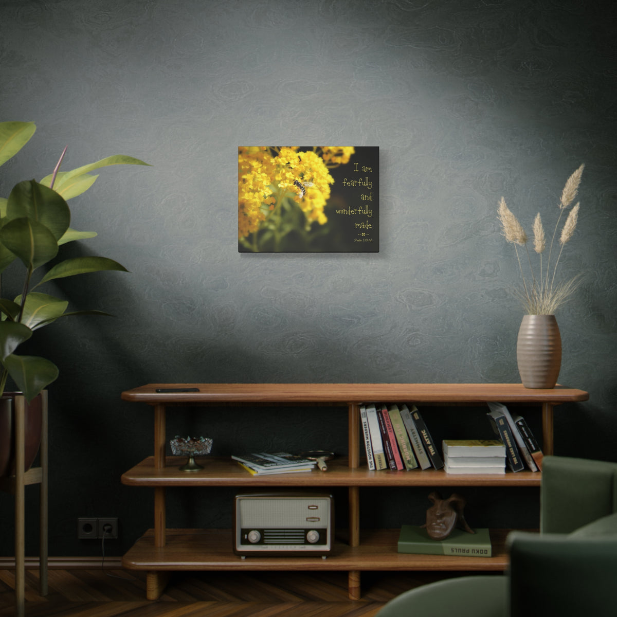 Scripture Walls Wonderfully Made Psalm 139:14 Bee Bible Verse Canvas Christian Wall Art Ready to Hang-Express Your Love Gifts