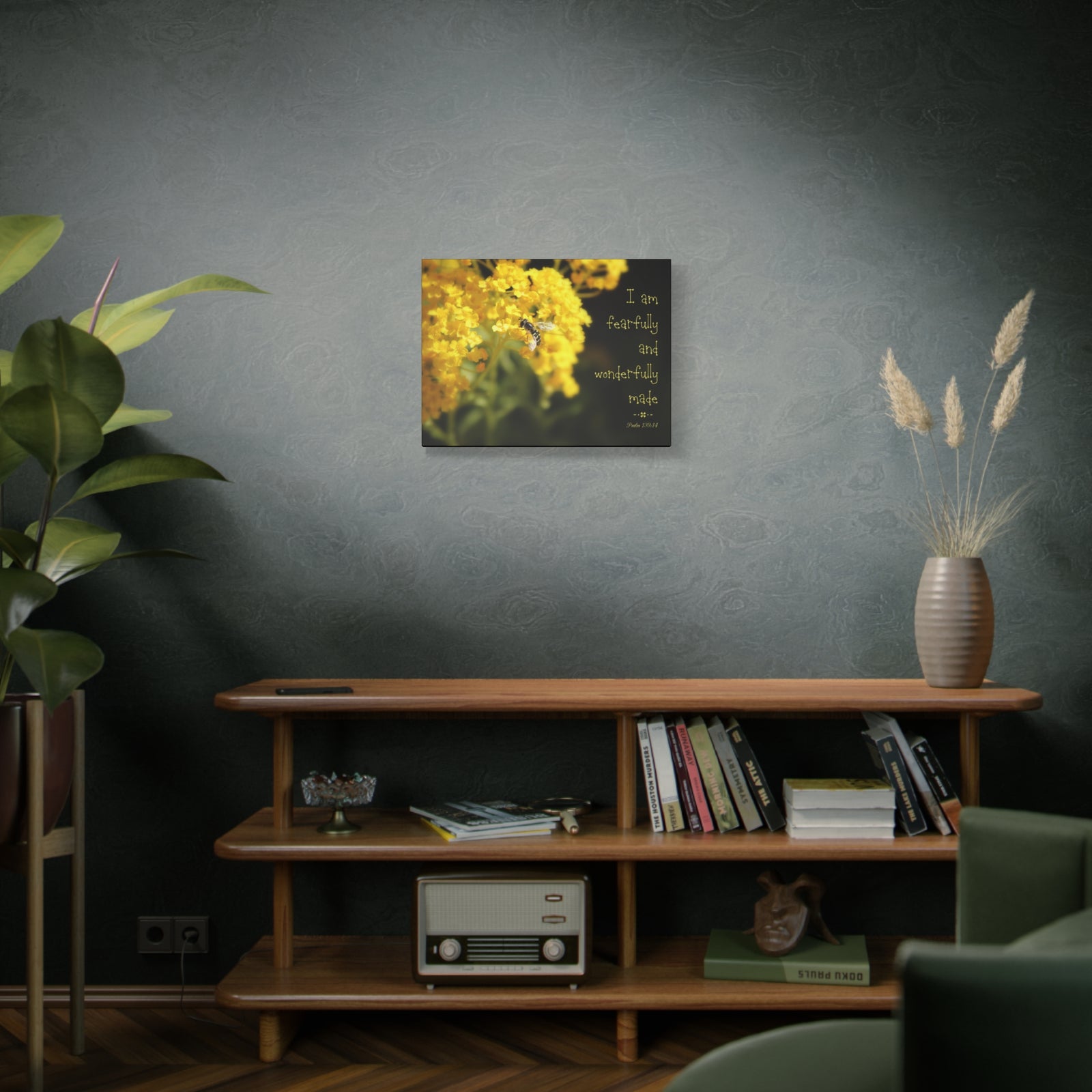 Scripture Walls Wonderfully Made Psalm 139:14 Bee Bible Verse Canvas Christian Wall Art Ready to Hang-Express Your Love Gifts
