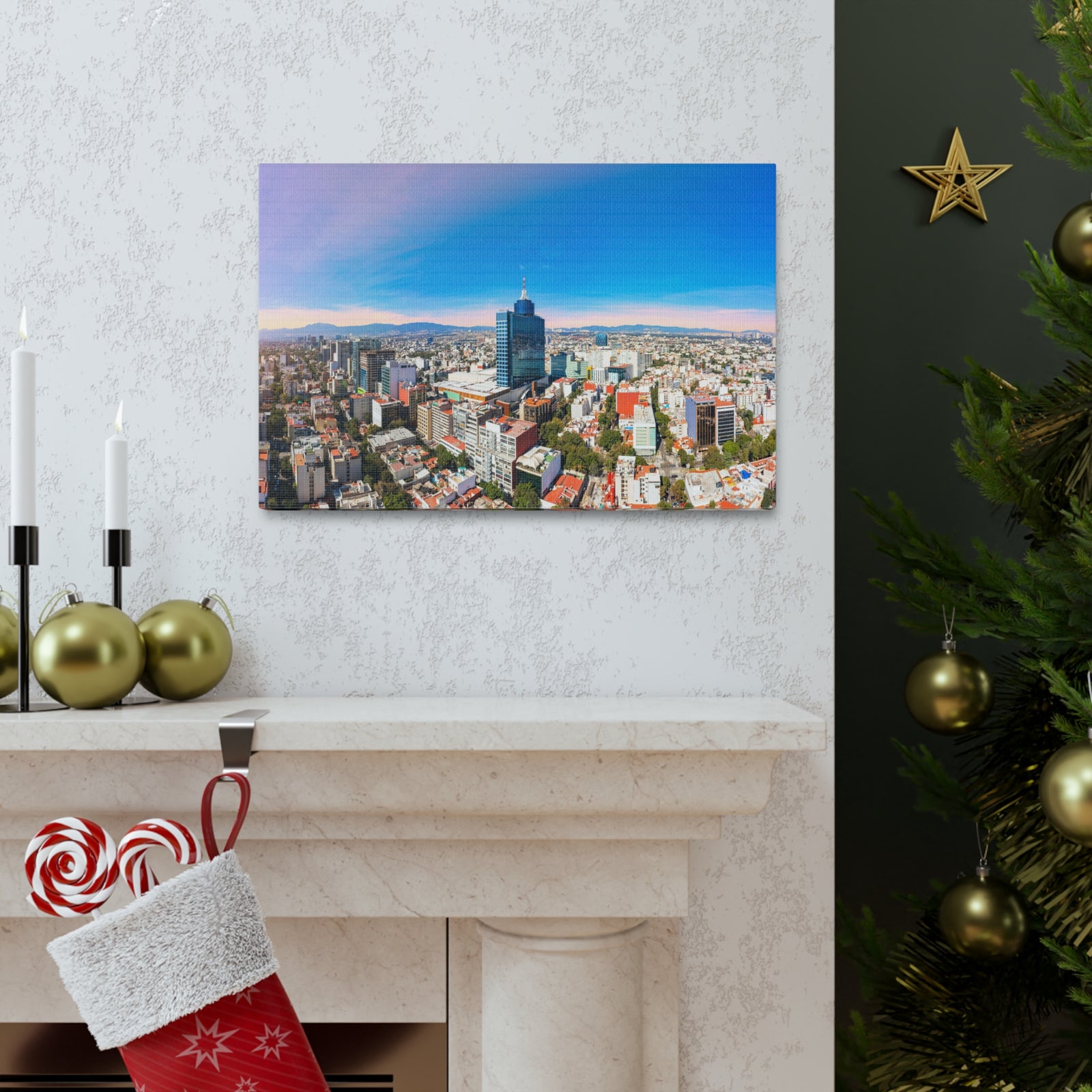 Mexico City Daytime Skyline Canvas Artwork High-Quality Breathtaking Stunning Cityscape for Home Decor Ready to Hang-Express Your Love Gifts