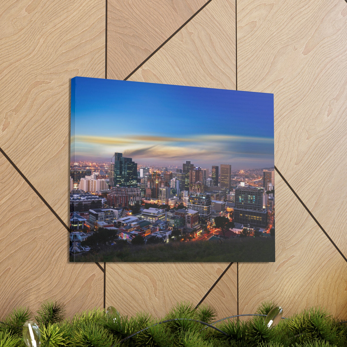 Cape Town Night Skyline Canvas Artwork High-Quality Breathtaking Stunning Cityscape for Home Decor Ready to Hang-Express Your Love Gifts