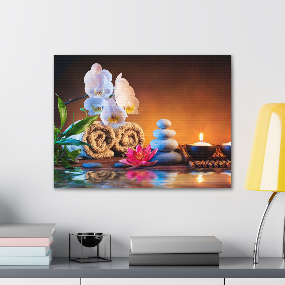 Towels on Bamboo Mat Forest Floral Nature Photography Canvas Wall Art for Home Decor Ready-to-Hang-Express Your Love Gifts