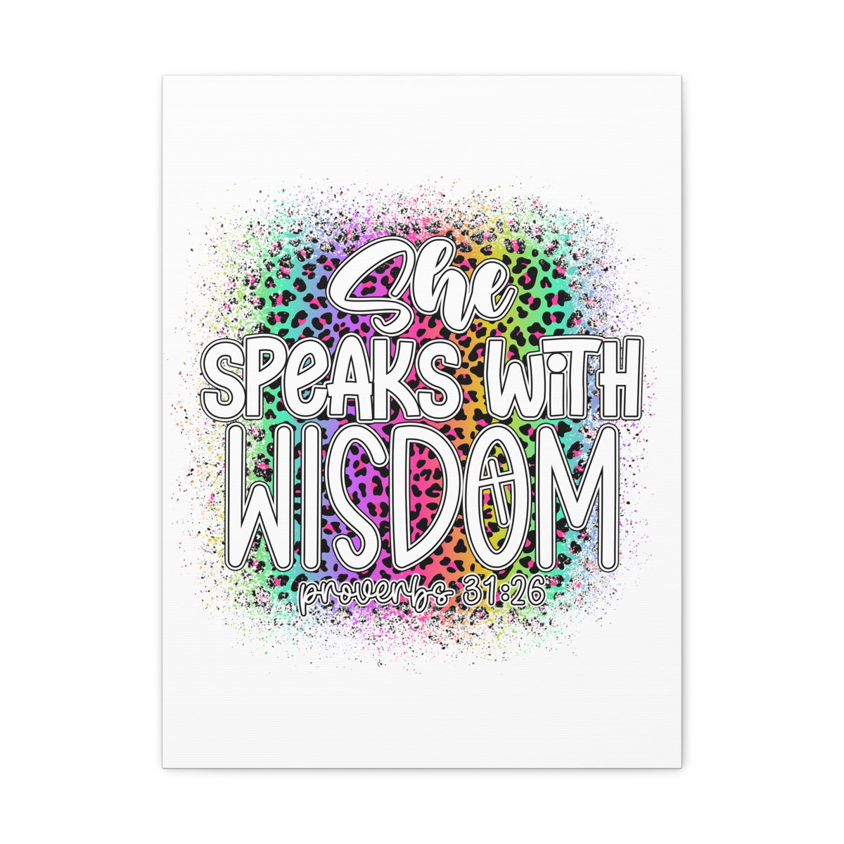 Scripture Walls Proverbs 31:26 She Speaks With Wisdom Colorful Bible Verse Canvas Christian Wall Art Ready to Hang Unframed-Express Your Love Gifts