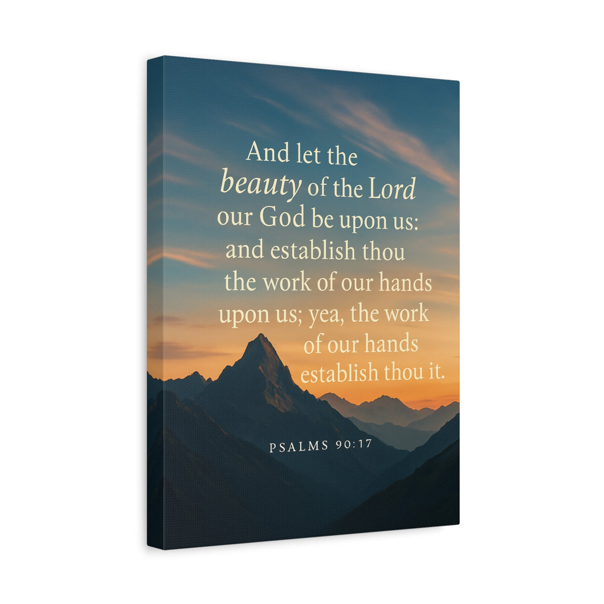 Bible Verse Canvas Psalms 90:17 Christian Home Décor Wall Art Scripture Ready to Hang Faith Print-Express Your Love Gifts