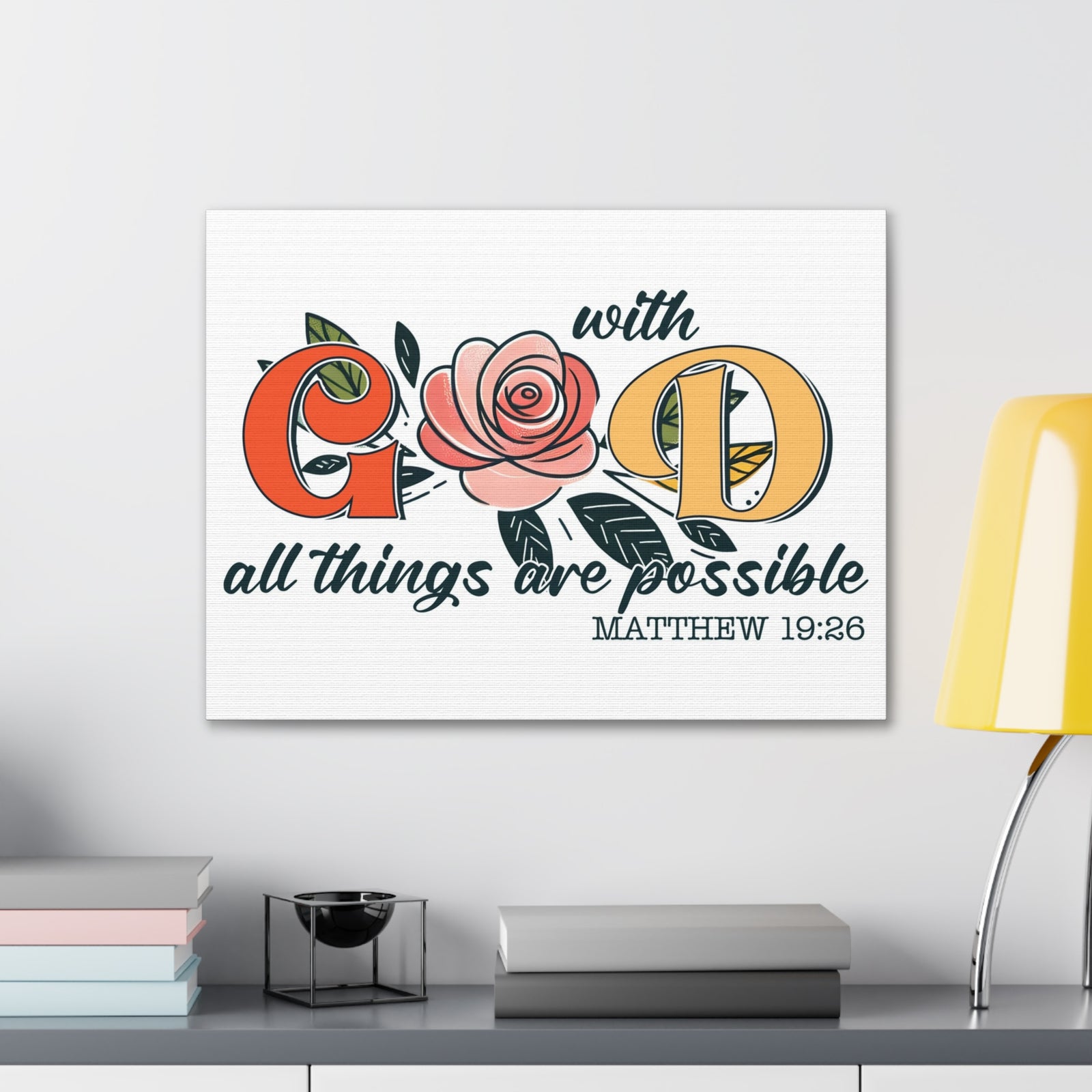 Scripture Walls Matthew 19:26 All Things are Possible Bible Verse Canvas Christian Wall Art Ready to Hang Unframed-Express Your Love Gifts