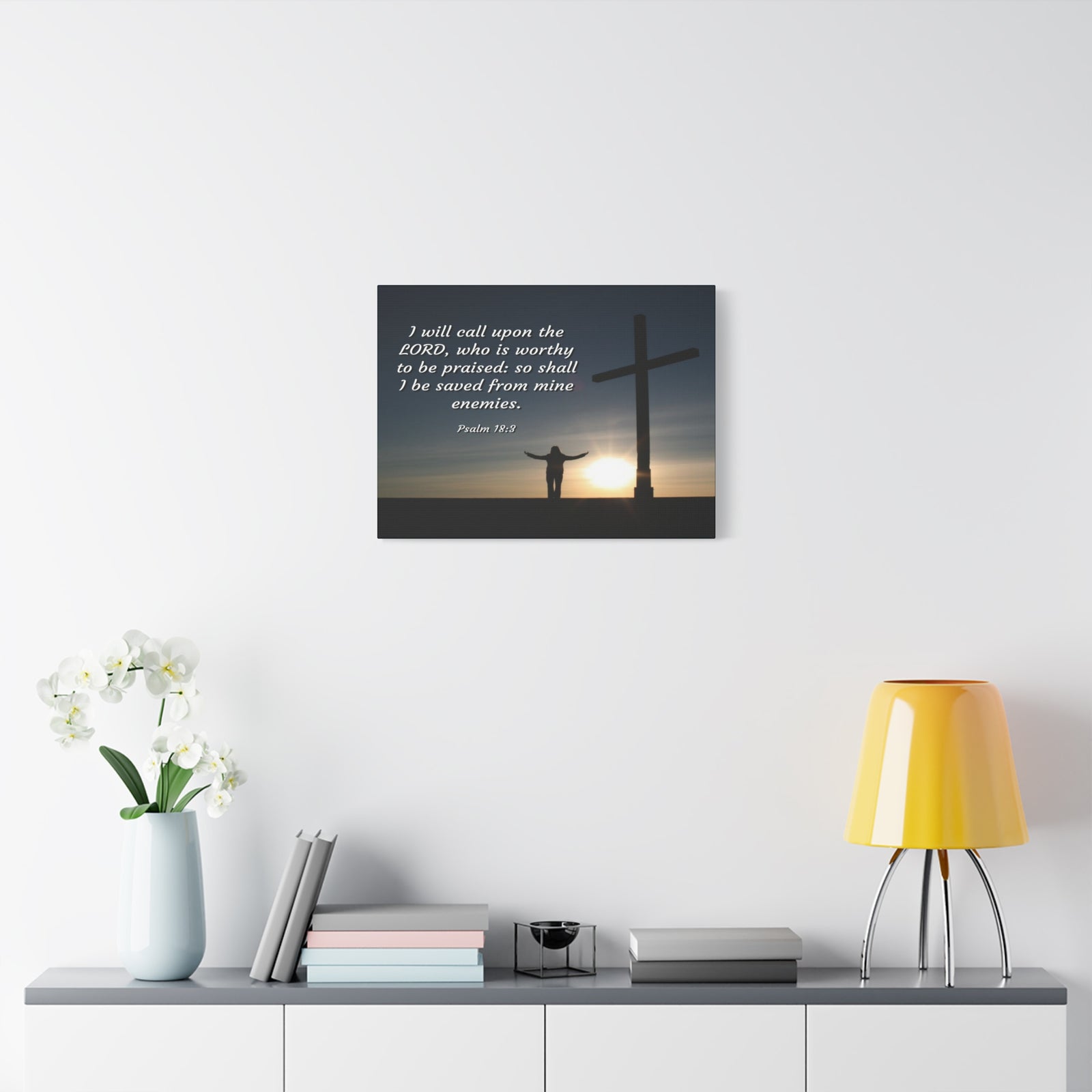 Scripture Canvas Worthy Psalm 18:3 Christian Wall Art Bible Verse Print Ready to Hang-Express Your Love Gifts