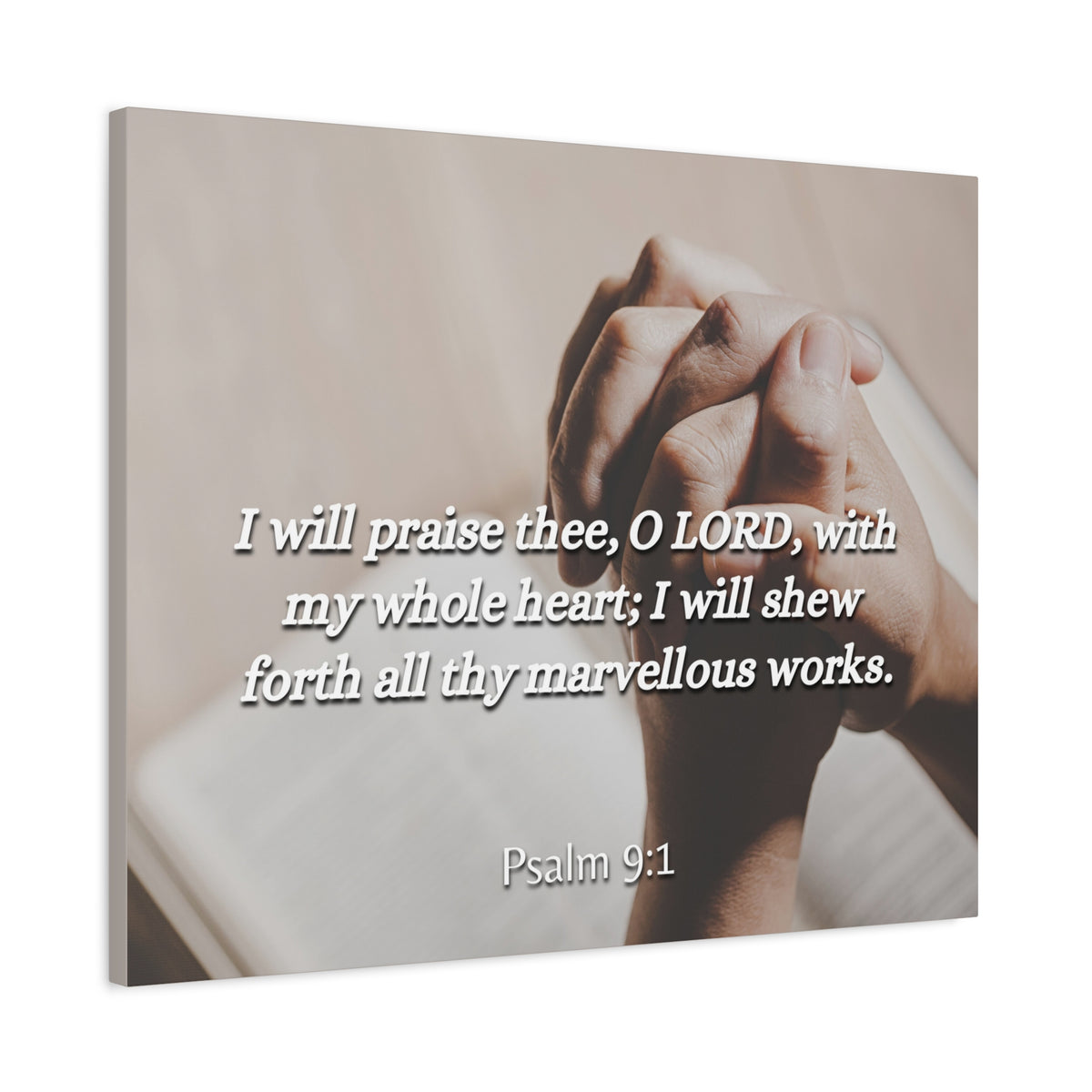 Scripture Canvas Marvelous Works Psalms 9:1 Christian Wall Art Bible Verse Print Ready to Hang-Express Your Love Gifts