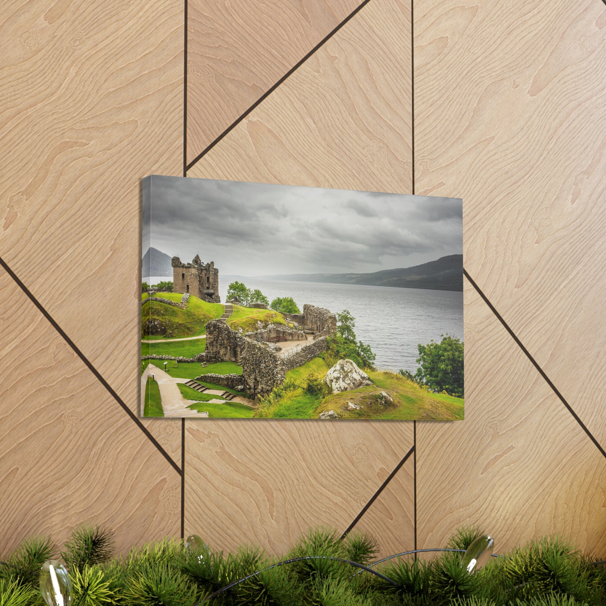 Loch Ness Scotland Modern Ruins of Urquhart Castle Multicolor Scenic Nature Photography Canvas Home Office Decor Ready to Hang-Express Your Love Gifts