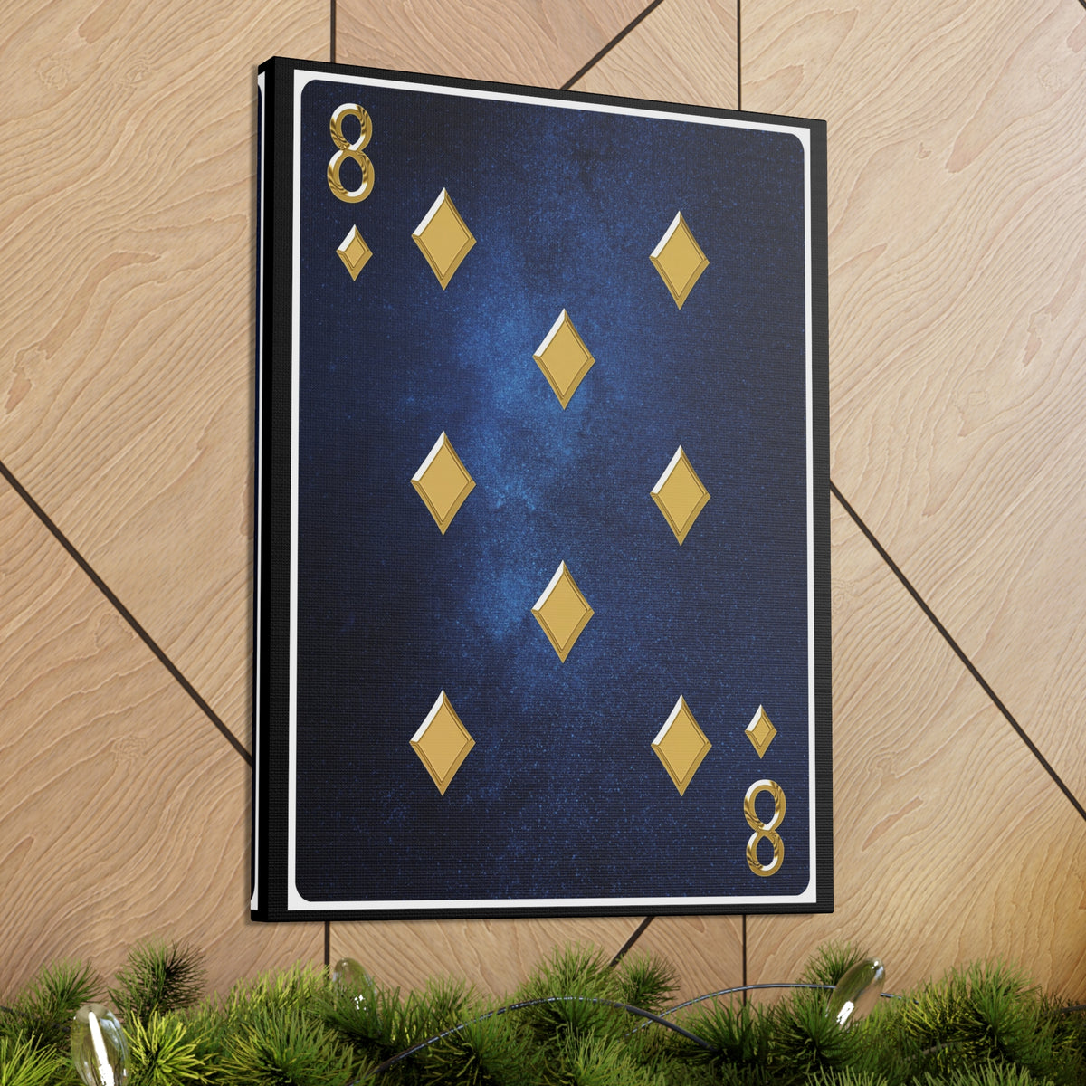Eight Of Diamonds Space Background Playing Card Canvas Wall Art for Home Decor Ready-to-Hang-Express Your Love Gifts