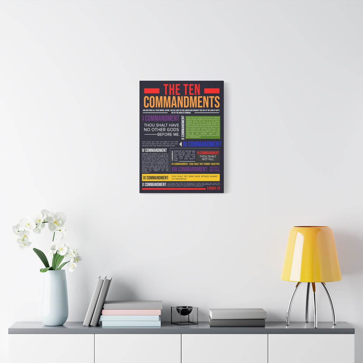 Ten Commandments Canvas Print Scripture Wall Art Christian Home Decor-Express Your Love Gifts