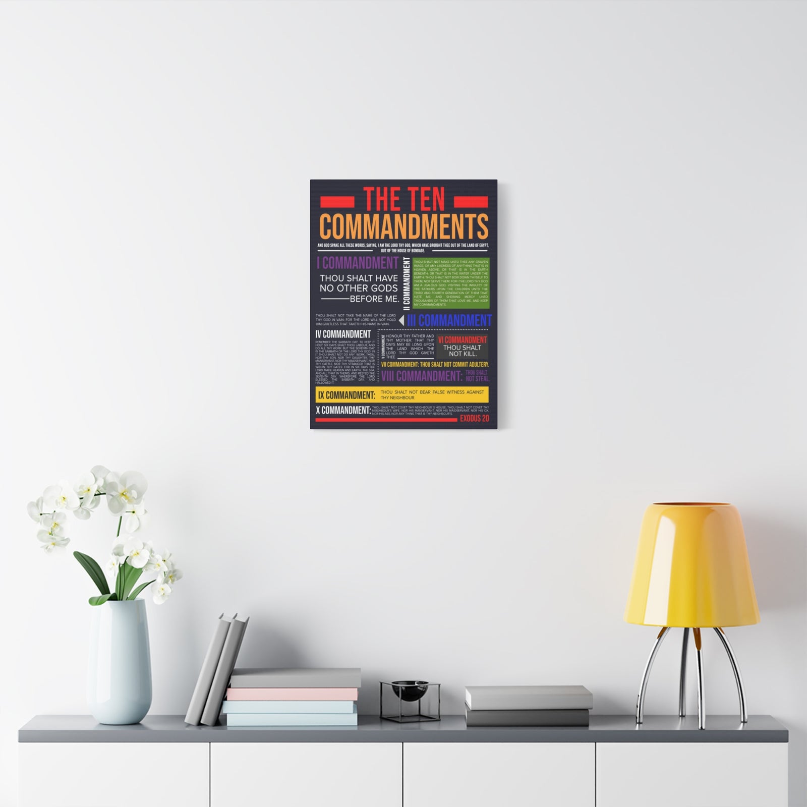 Ten Commandments Canvas Print Scripture Wall Art Christian Home Decor-Express Your Love Gifts