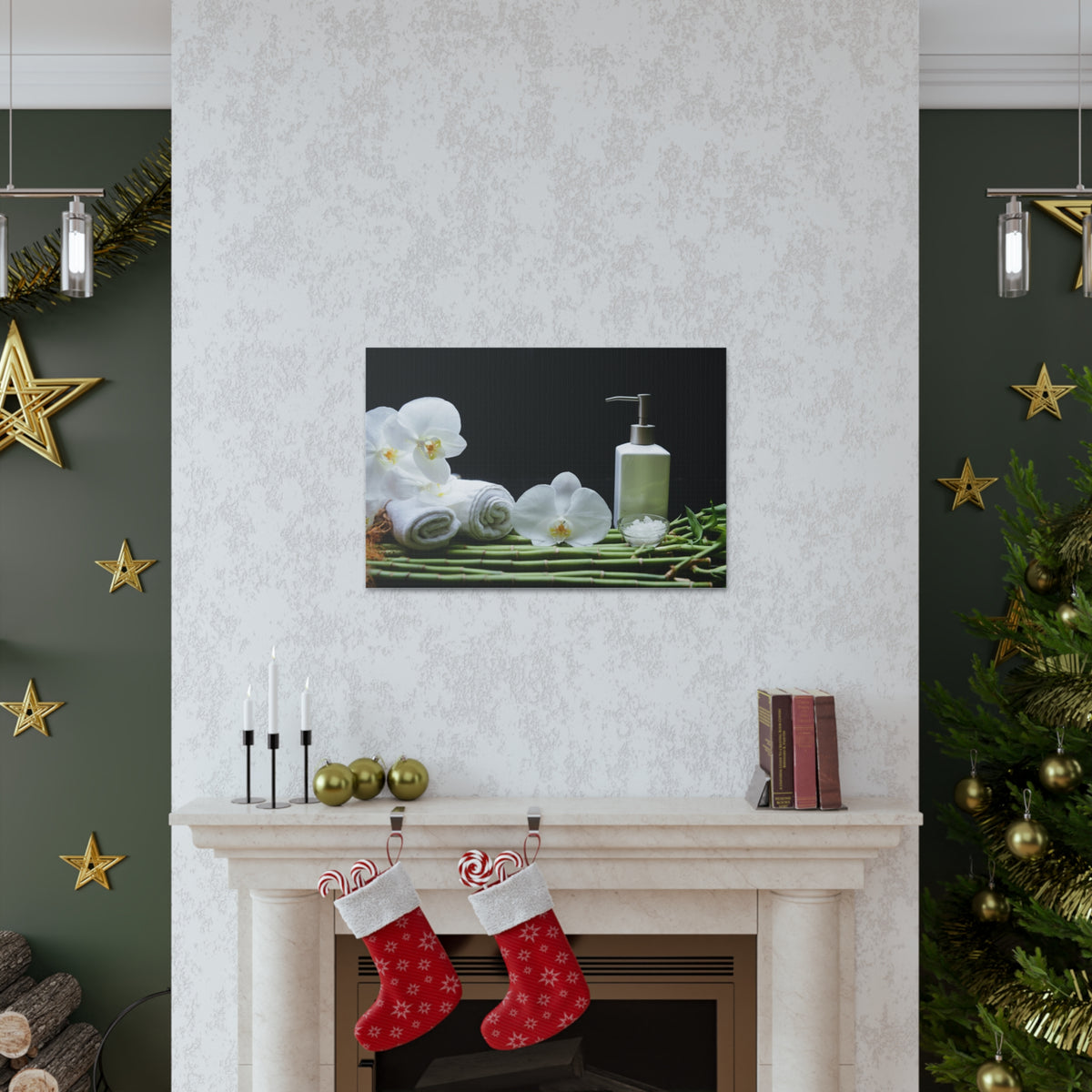 Long Green Leaves Forest Floral Nature Photography Canvas Wall Art for Home Decor Ready-to-Hang-Express Your Love Gifts