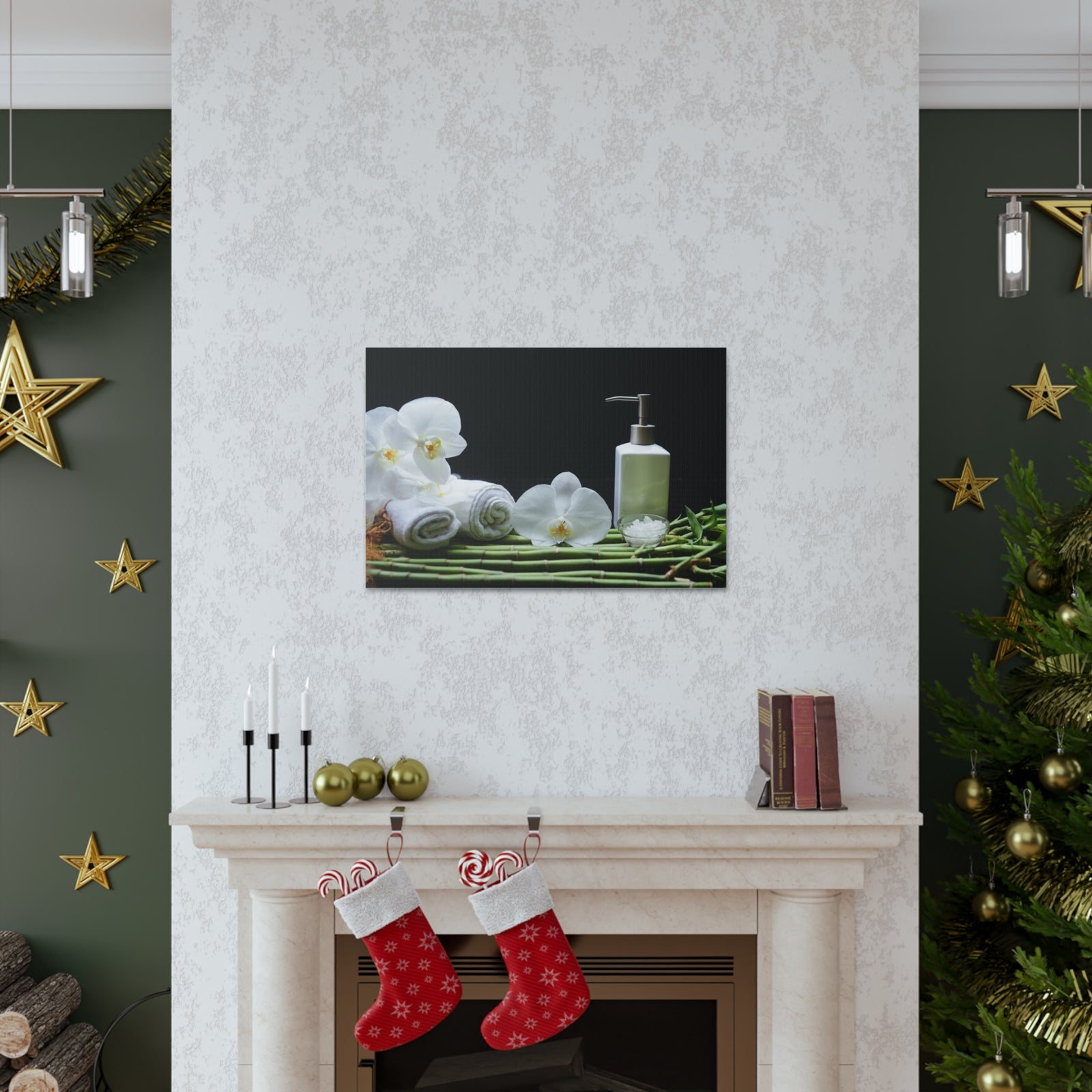 Long Green Leaves Forest Floral Nature Photography Canvas Wall Art for Home Decor Ready-to-Hang-Express Your Love Gifts