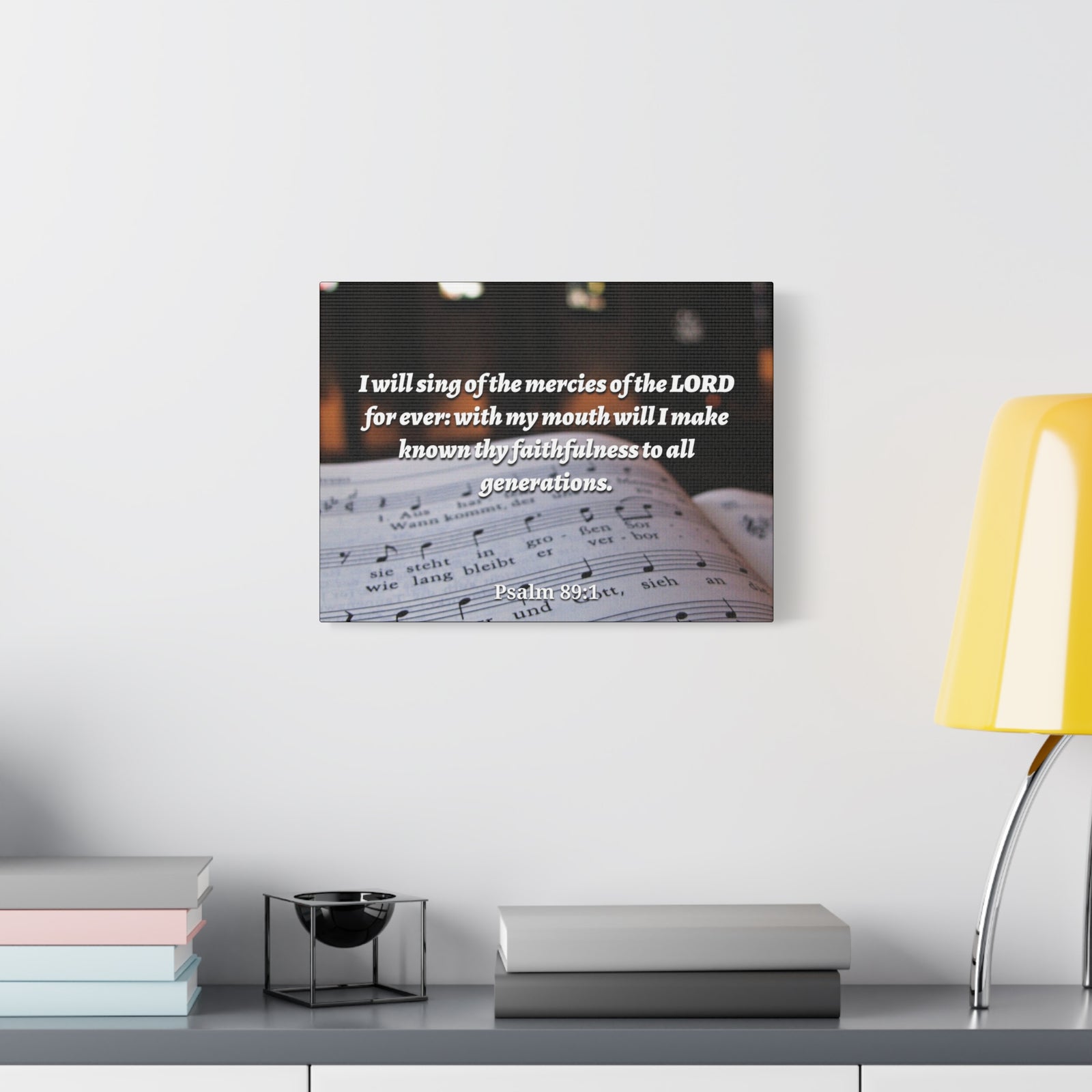 Scripture Canvas Mercy Of The Lord Psalms 89:1 Christian Wall Art Bible Verse Print Ready to Hang-Express Your Love Gifts