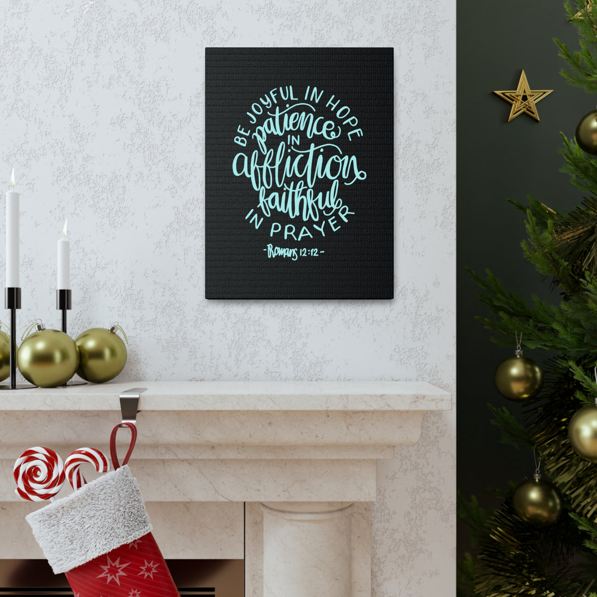Scripture Canvas Be Joyful In Hope Romans 12:12 Christian Wall Art Bible Verse Print Ready To Hang-Express Your Love Gifts