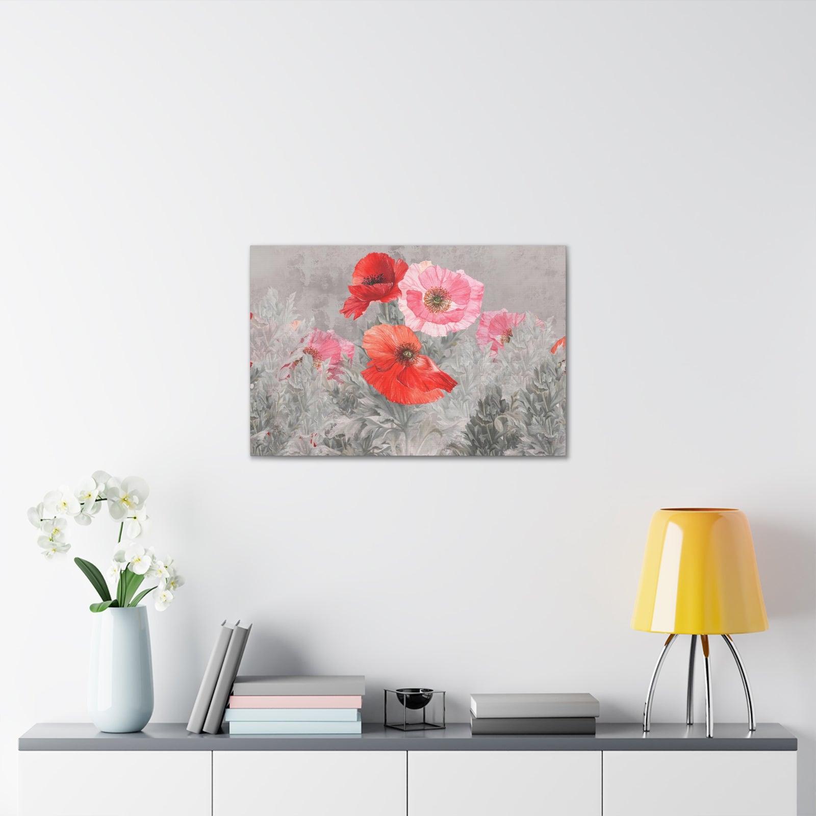 Poppies Flowers Illustration Flower Canvas Wall Art for Home Decor Ready-to-Hang-Express Your Love Gifts