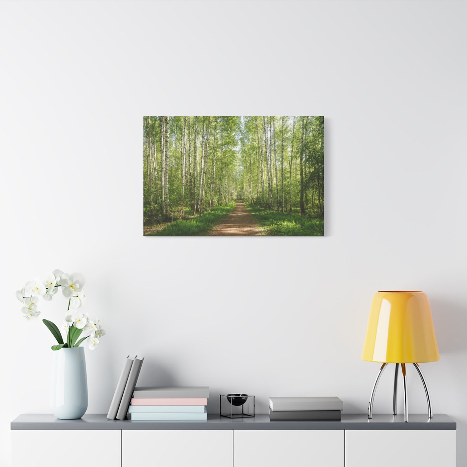 Forest Path Green Tree Nature Wilderness Photography Canvas Wall Art for Home Decor Ready-to-Hang-Express Your Love Gifts