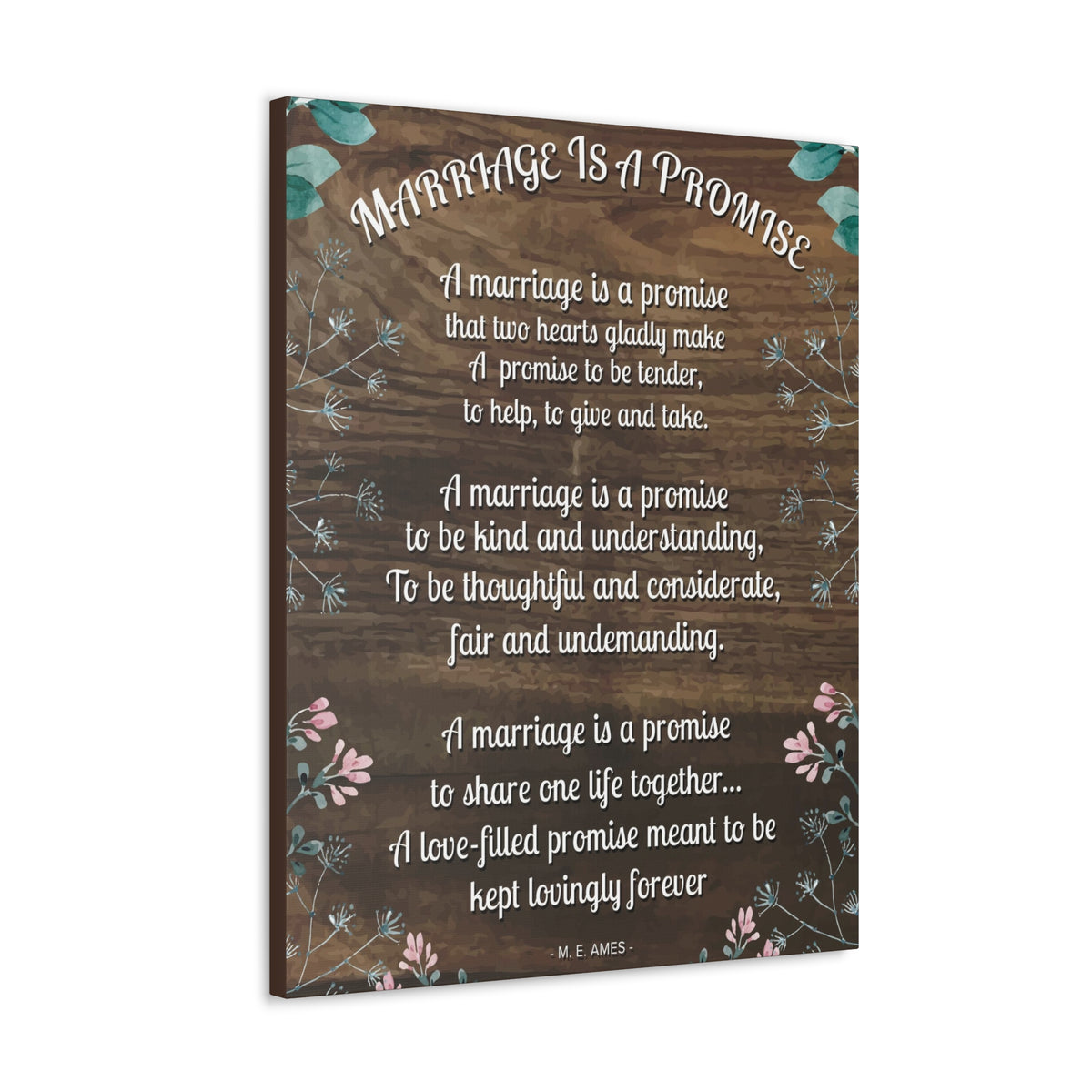 Marriage is a Promise Motivational Printed On Ready To Hang Stretched Canvas Wall Art-Express Your Love Gifts