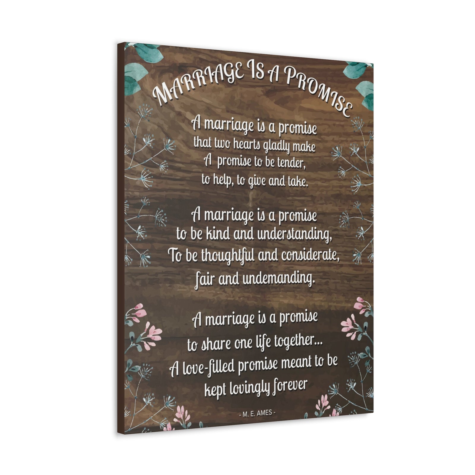 Marriage is a Promise Motivational Printed On Ready To Hang Stretched Canvas Wall Art-Express Your Love Gifts