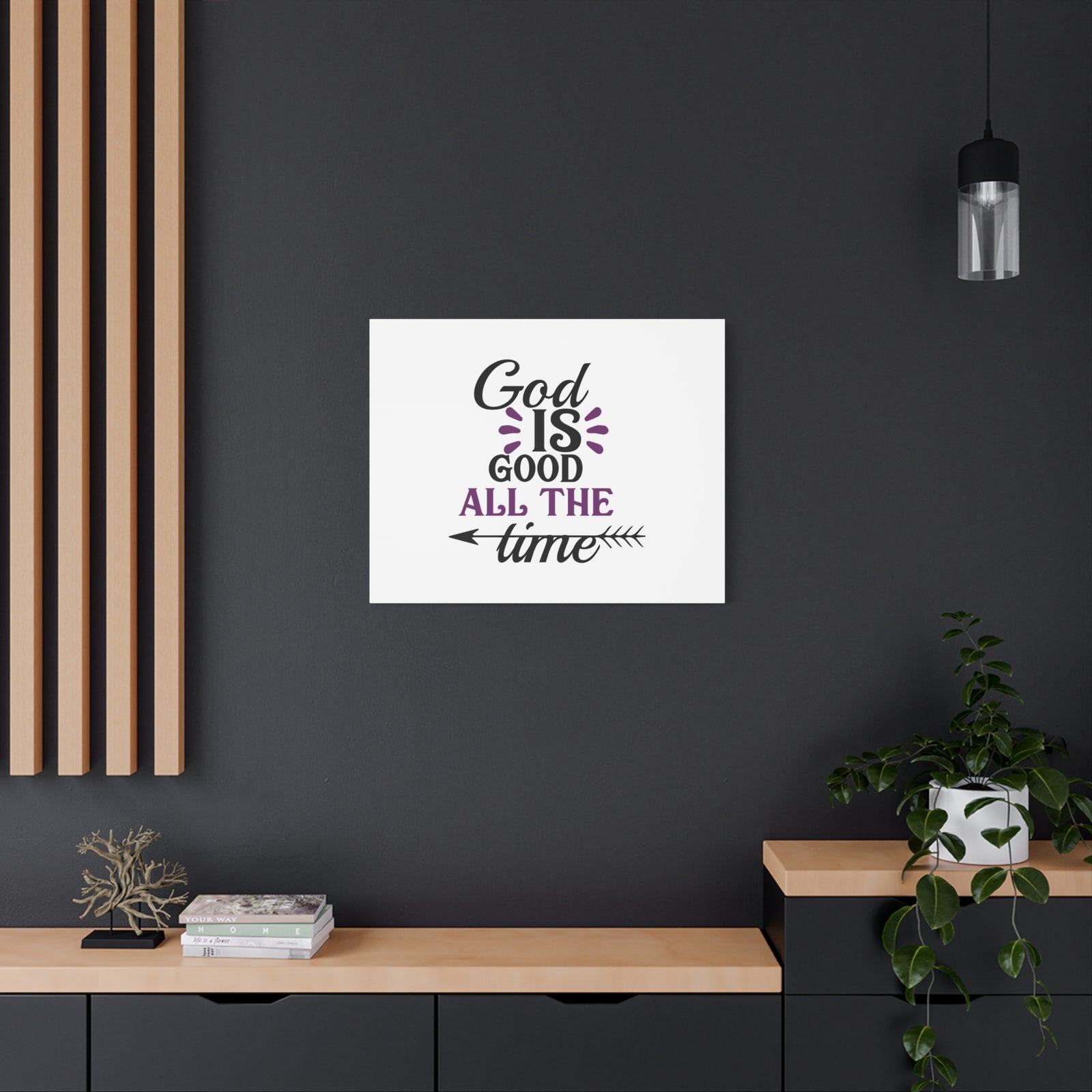 Scripture Canvas God Is Good All The Time Psalm 100:5 Christian Wall Art Bible Verse Print Ready to Hang-Express Your Love Gifts