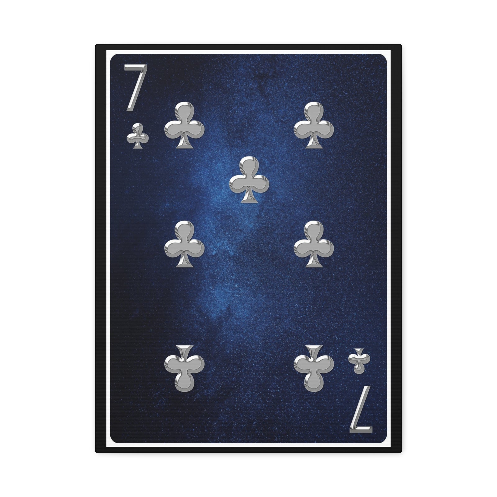 Seven Of Clubs Space Background Playing Card Canvas Wall Art for Home Decor Ready-to-Hang-Express Your Love Gifts