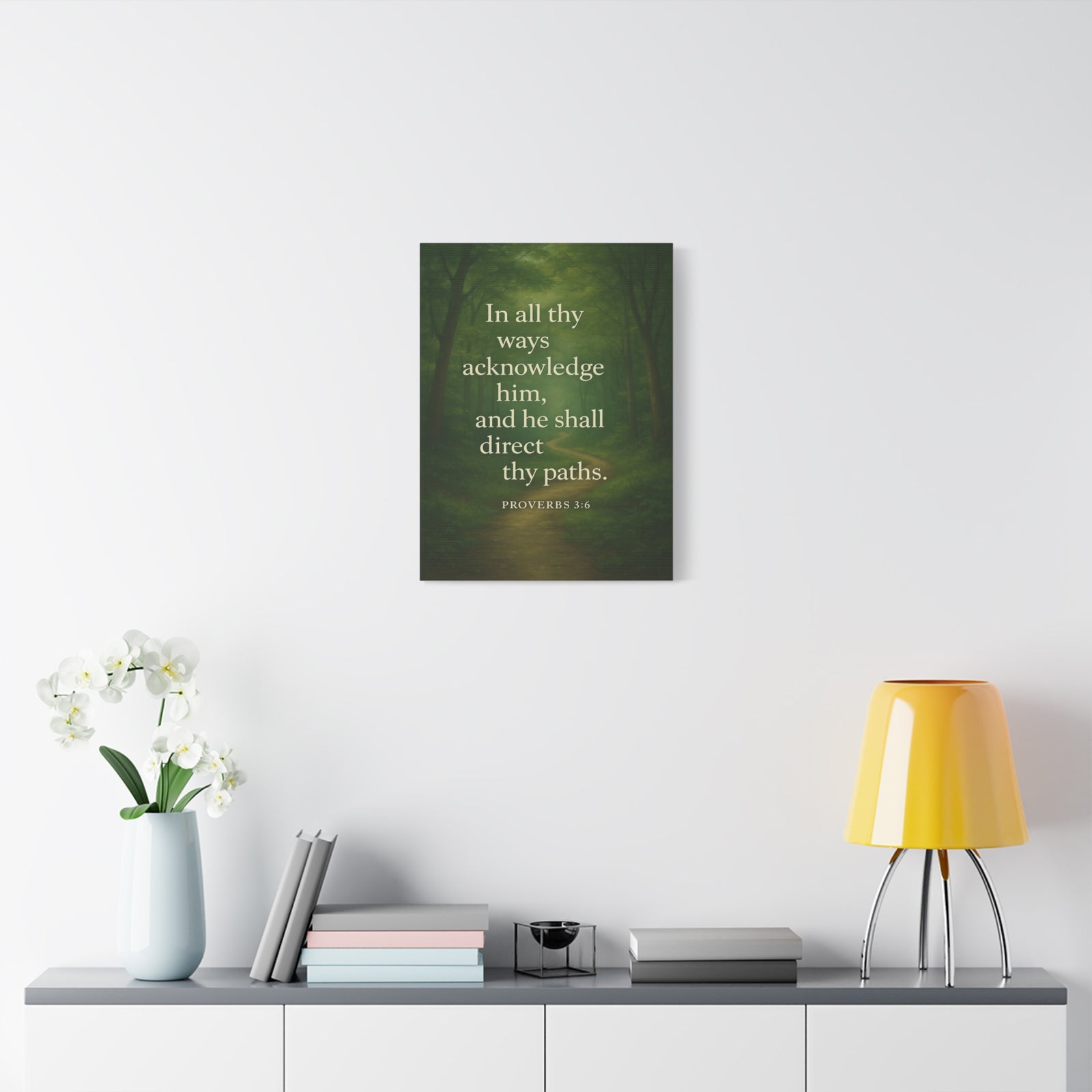 Bible Verse Canvas Proverbs 3:6 Christian Home Décor Wall Art Scripture Ready to Hang Faith Print-Express Your Love Gifts