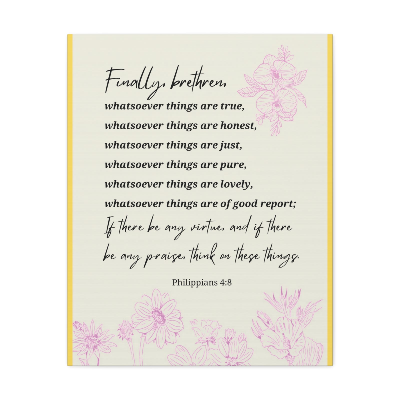 Scripture Canvas Whatsoever Things Are Philippians 4:8 Christian Wall Art Bible Verse Print Ready to Hang-Express Your Love Gifts