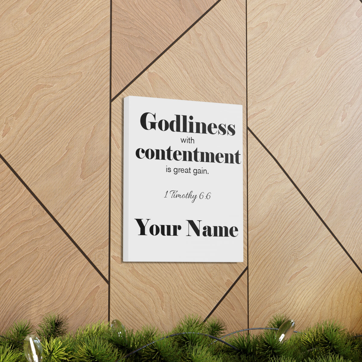 Personalized Godliness 1 Timothy 6:6 Bible Chapter Canvas Christian Wall Art Ready to Hang-Express Your Love Gifts