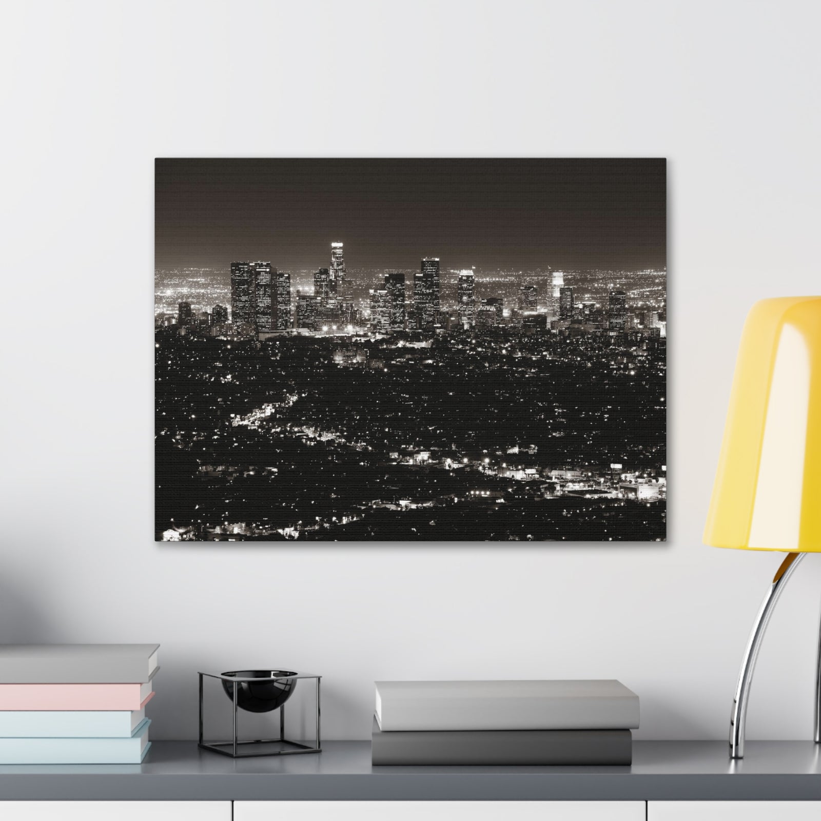 Los Angeles Black And White Skyline Canvas Artwork High-Quality Breathtaking Stunning Cityscape for Home Decor Ready to Hang-Express Your Love Gifts