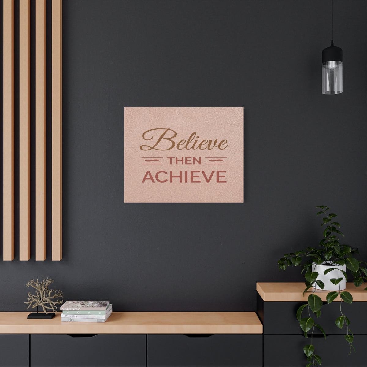 Believe Then Achieve Inspirational Motivational Quote Canvas Wall Art for Home Decor Ready-to-Hang-Express Your Love Gifts