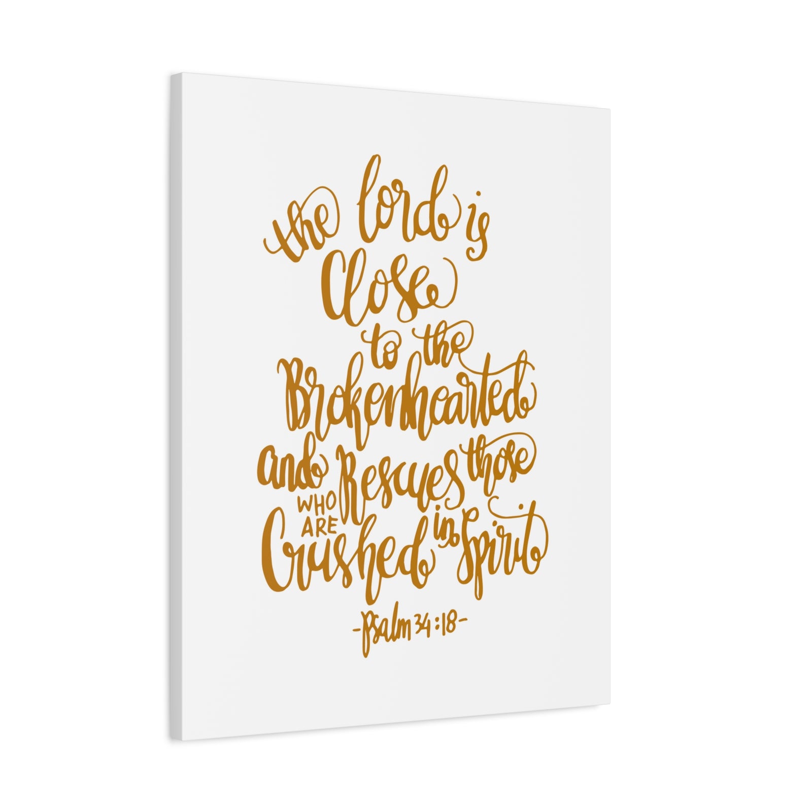 Scripture Canvas The Lord Is Close Psalm 34:18 Christian Wall Art Bible Verse Print Ready To Hang-Express Your Love Gifts