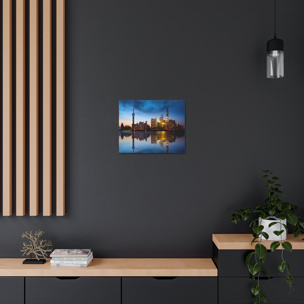Shanghai Night Skyline Canvas Artwork High-Quality Breathtaking Stunning Cityscape for Home Decor Ready to Hang-Express Your Love Gifts