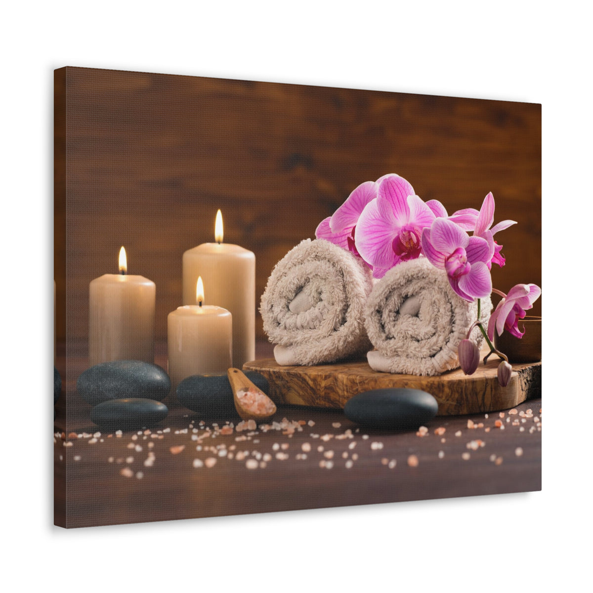 Rolled Towel and Orchids Forest Floral Nature Photography Canvas Wall Art for Home Decor Ready-to-Hang-Express Your Love Gifts