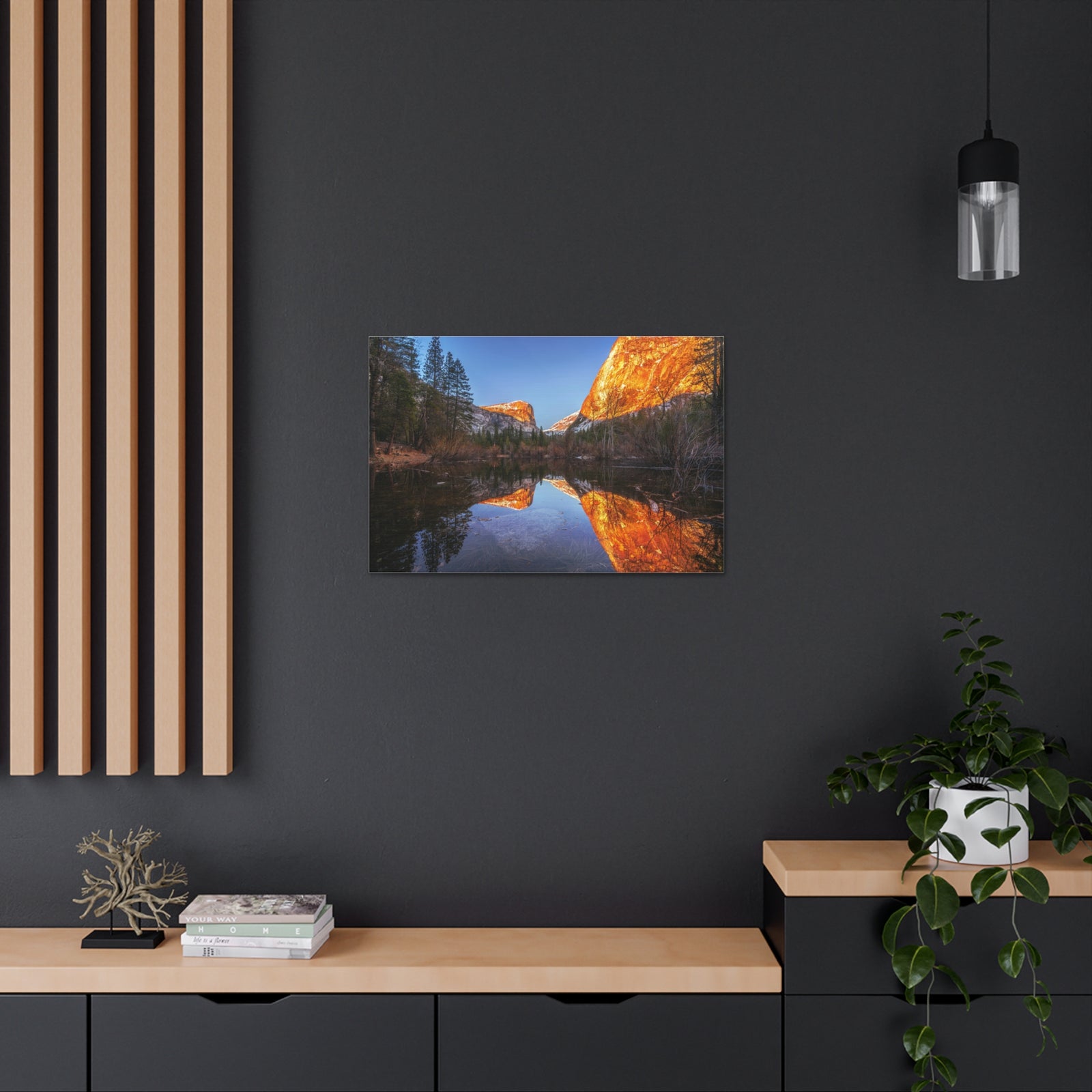 Mountain Golden Hour Lake Nature Wilderness Photography Canvas Wall Art for Home Decor Ready-to-Hang-Express Your Love Gifts