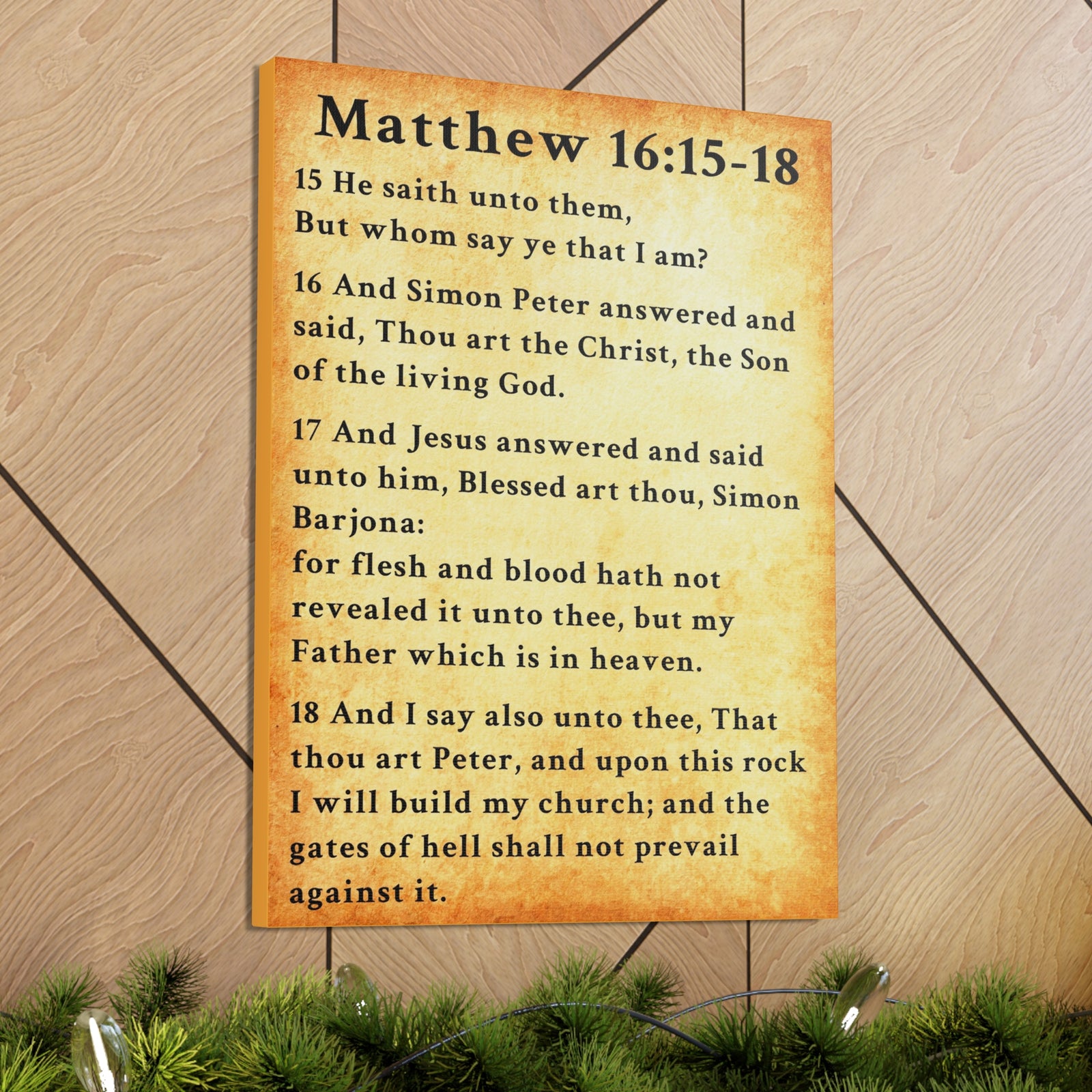Scripture Walls Matthew 16:15-18 KJV Bible Verse Canvas Christian Wall Art Ready to Hang Unframed-Express Your Love Gifts