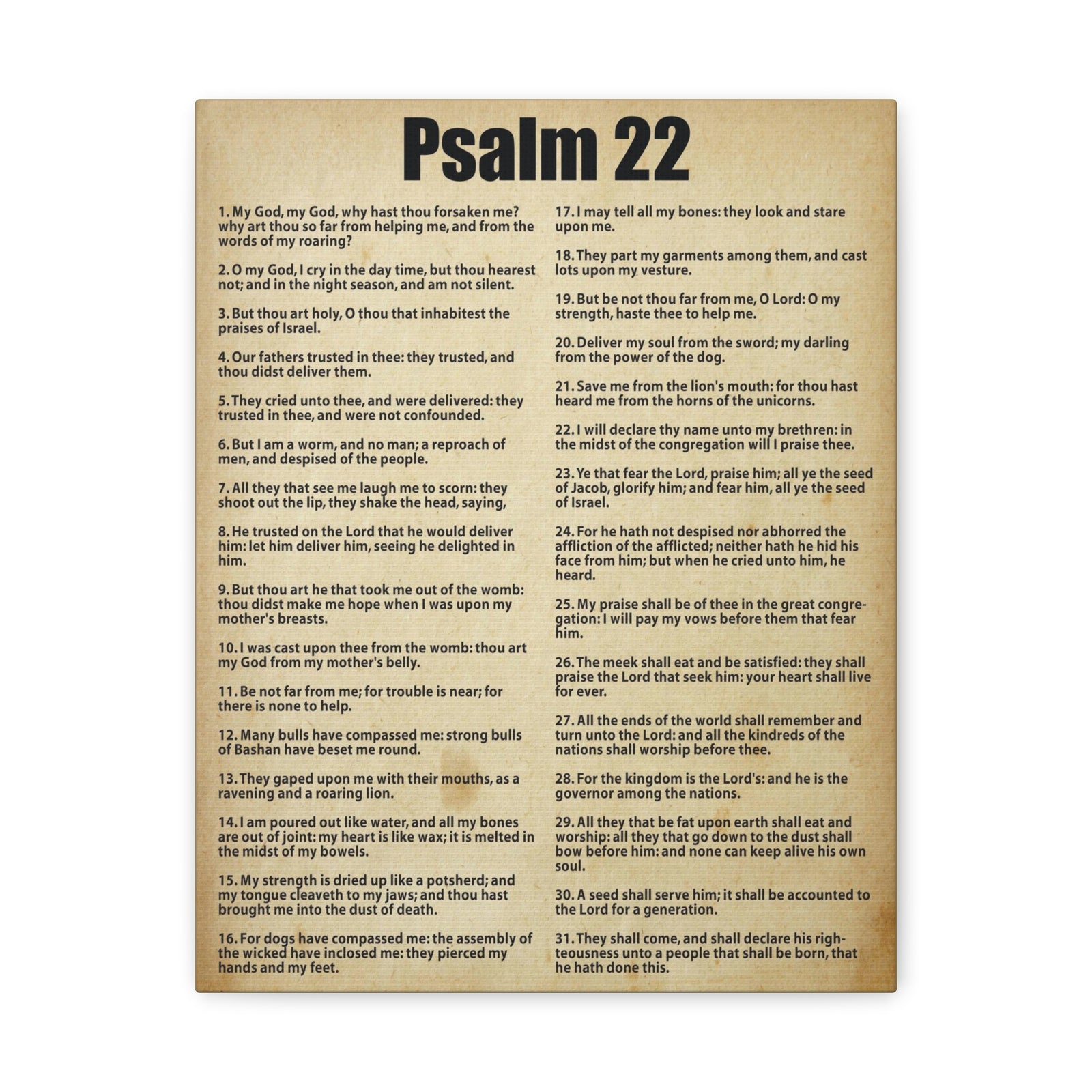 Scripture Canvas Desperate For God's Help Psalm 22 Christian Wall Art Bible Verse Print Ready to Hang-Express Your Love Gifts