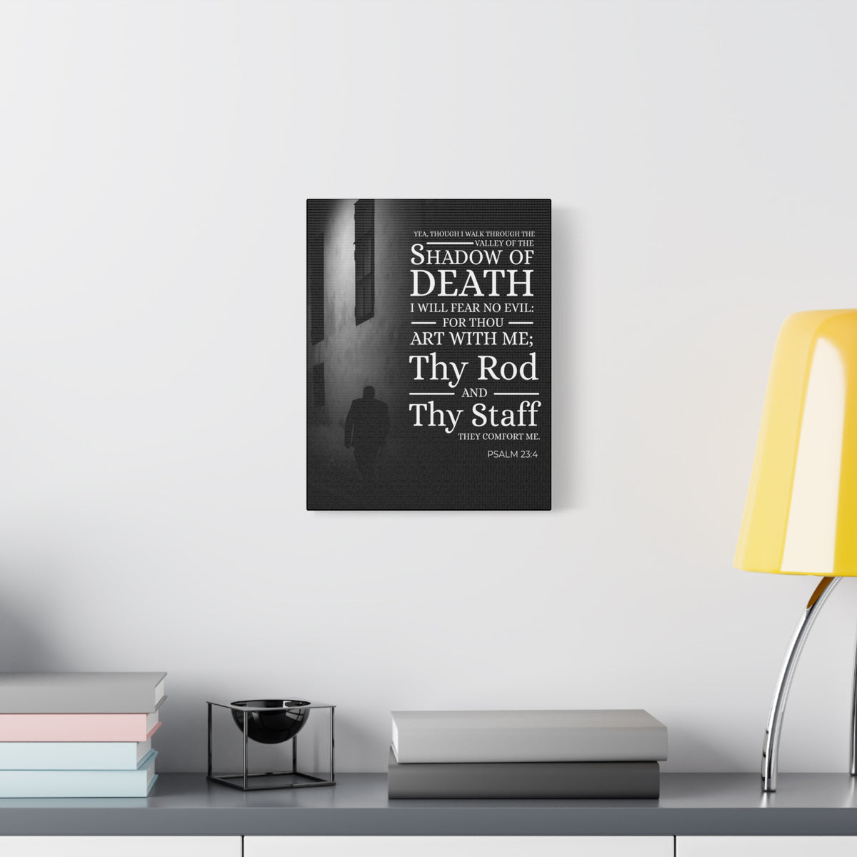 Scripture Canvas Shadow of Death Psalm 23:4 Christian Wall Art Bible Verse Print Ready to Hang-Express Your Love Gifts