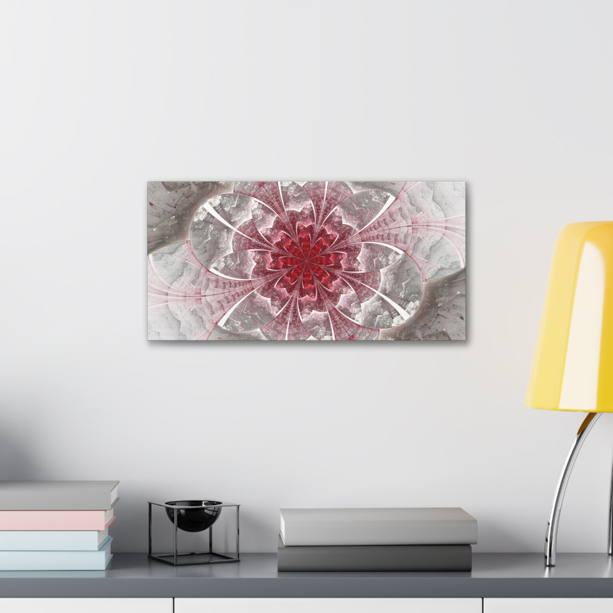 Fractal Flower In Red Stained Glass Canvas Wall Art for Home Decor Ready-to-Hang-Express Your Love Gifts