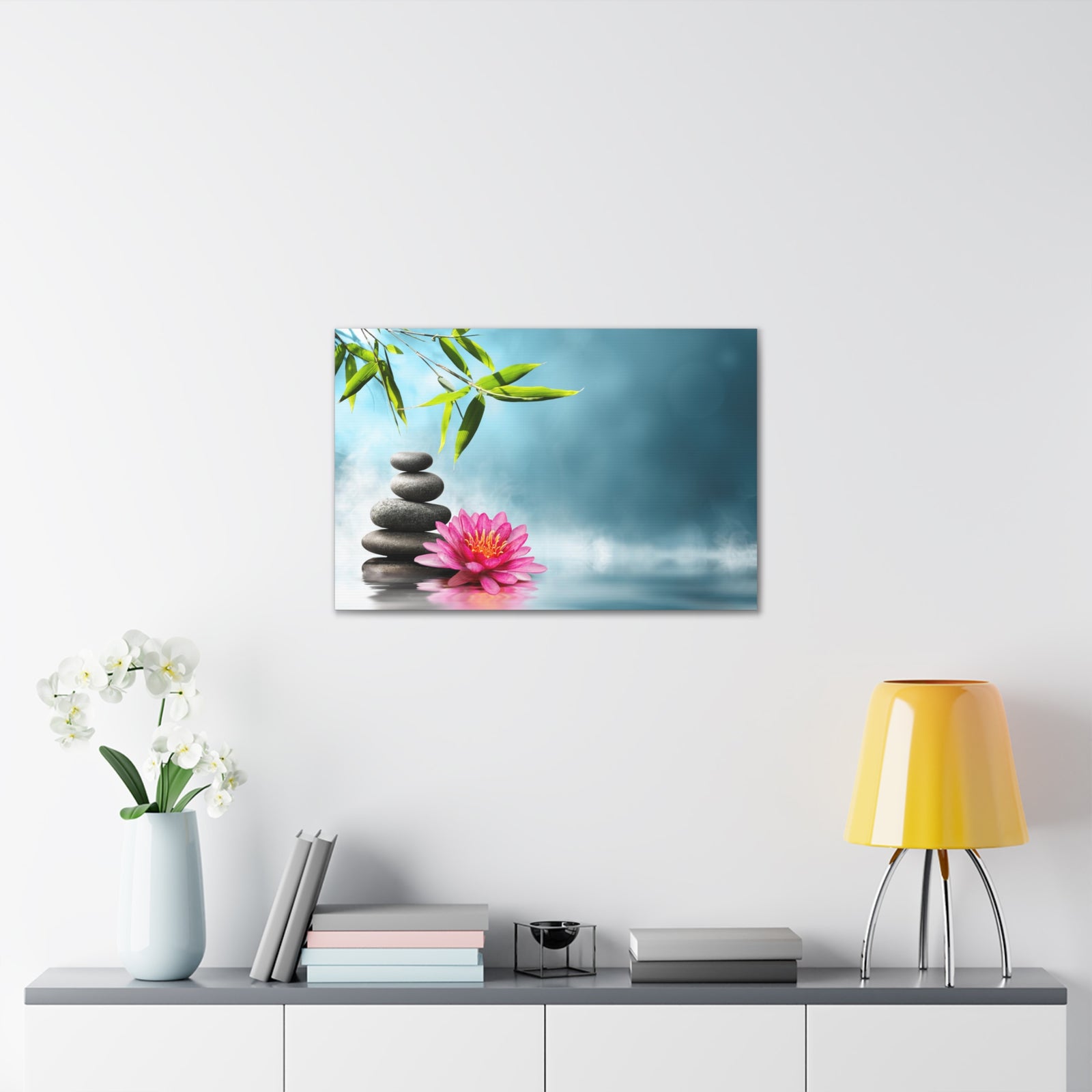 Waterlily with Stones Forest Floral Nature Photography Canvas Wall Art for Home Decor Ready-to-Hang-Express Your Love Gifts
