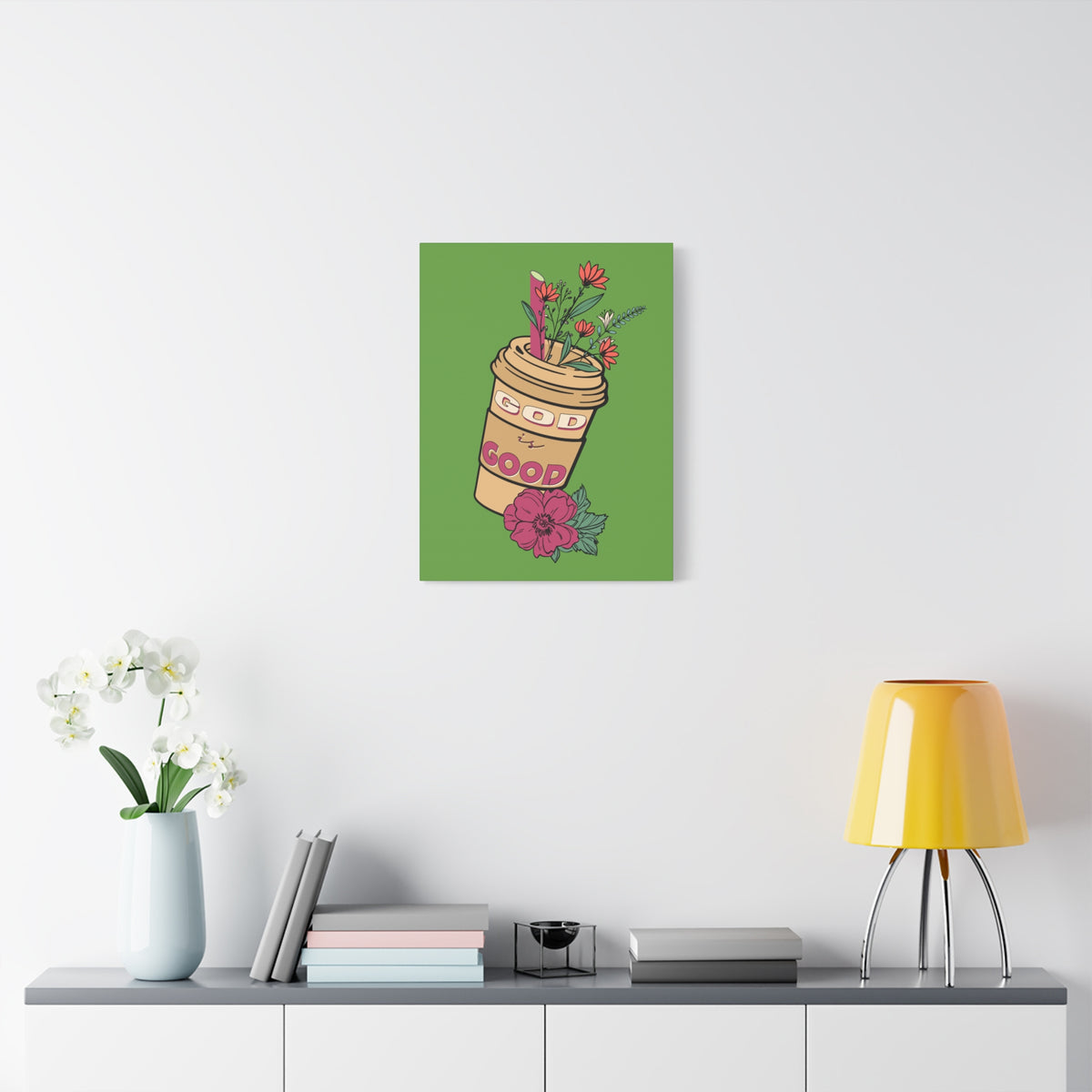 Scripture Canvas God Is Good Psalm 100:5 Flower Cup Christian Wall Art Bible Verse Print Ready to Hang-Express Your Love Gifts